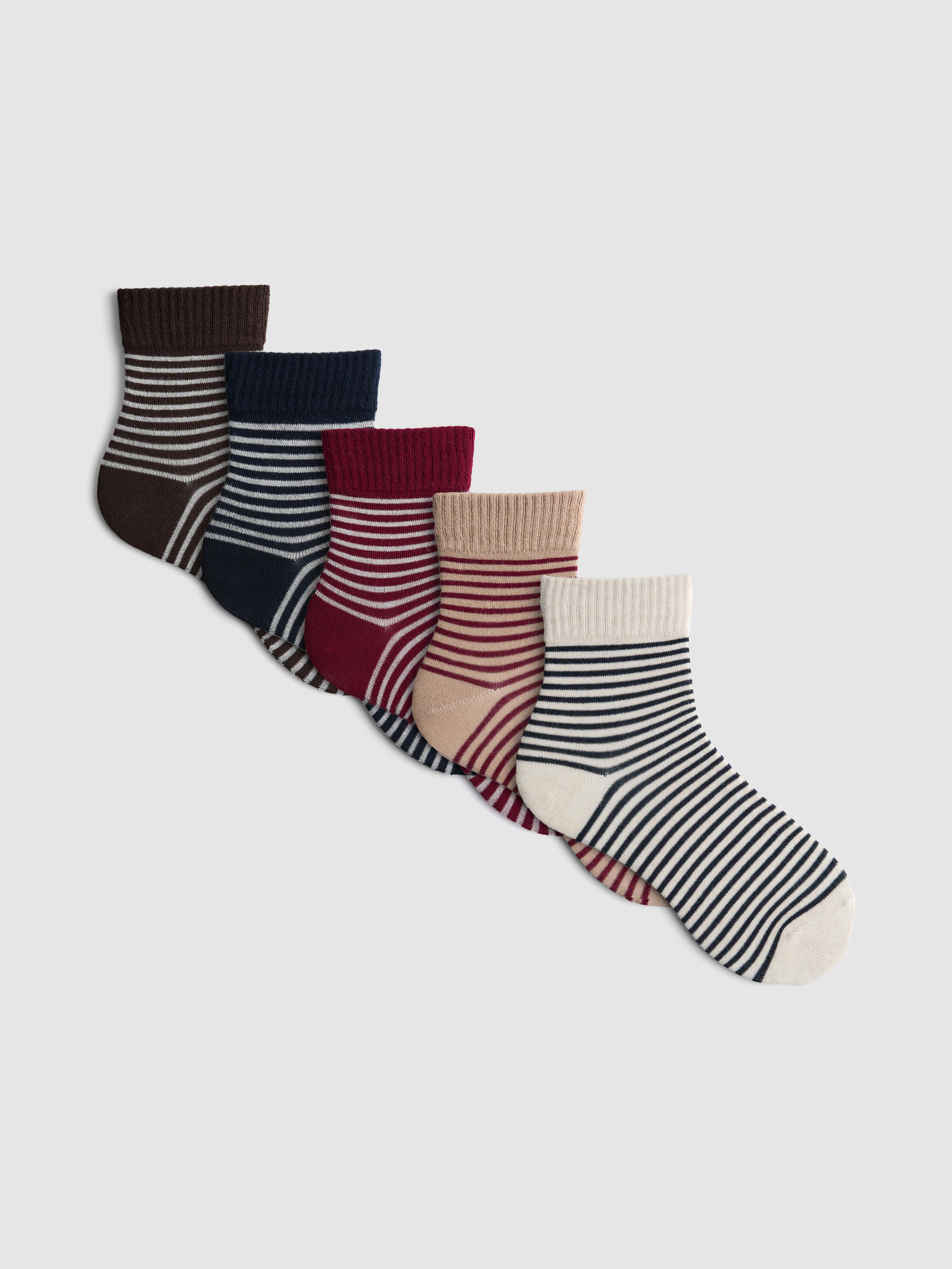 Gestreifte Crew-Socken, 5er-Pack