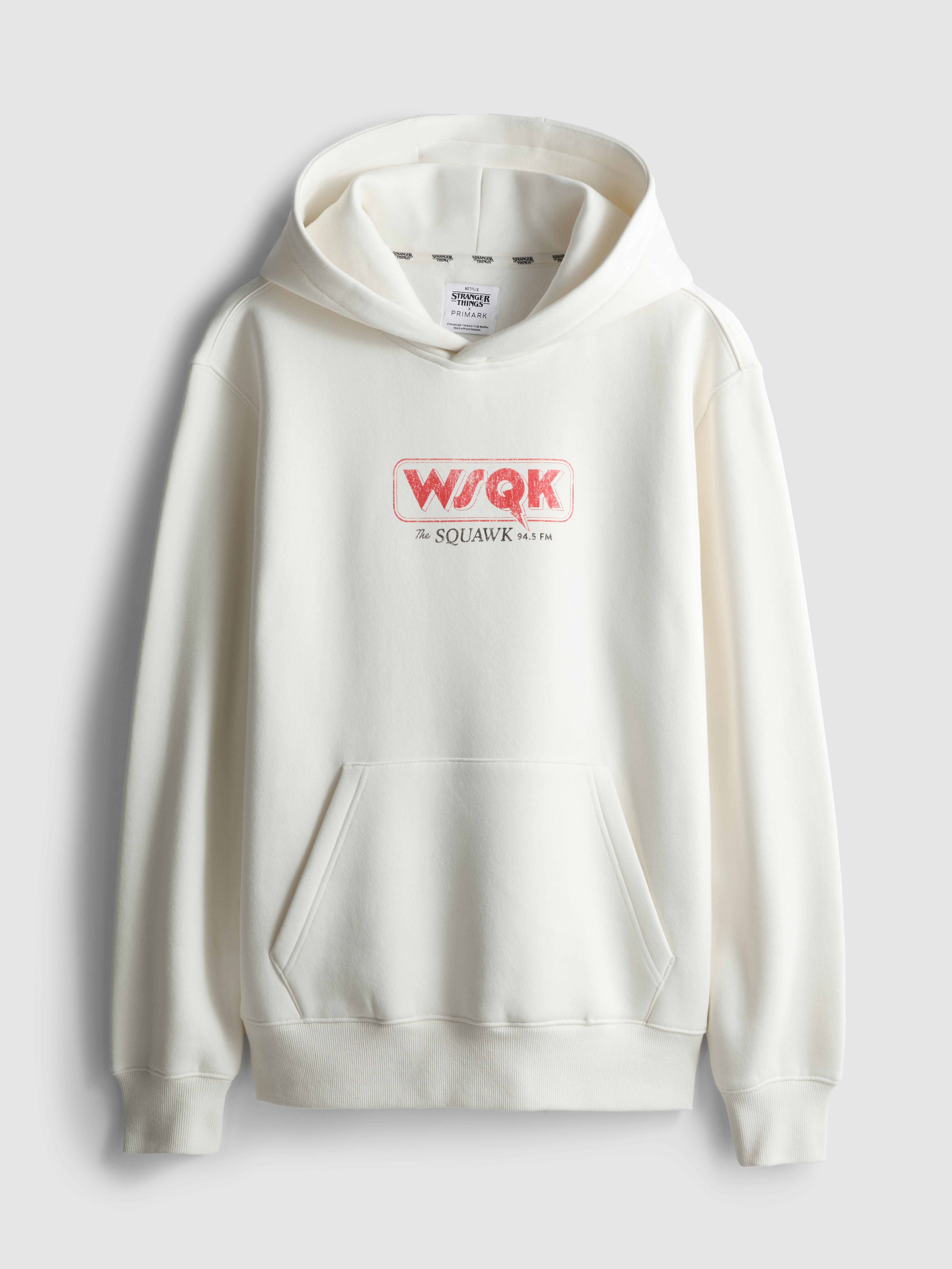Men's Ivory Stranger Things Oversized Graphic Hoodie