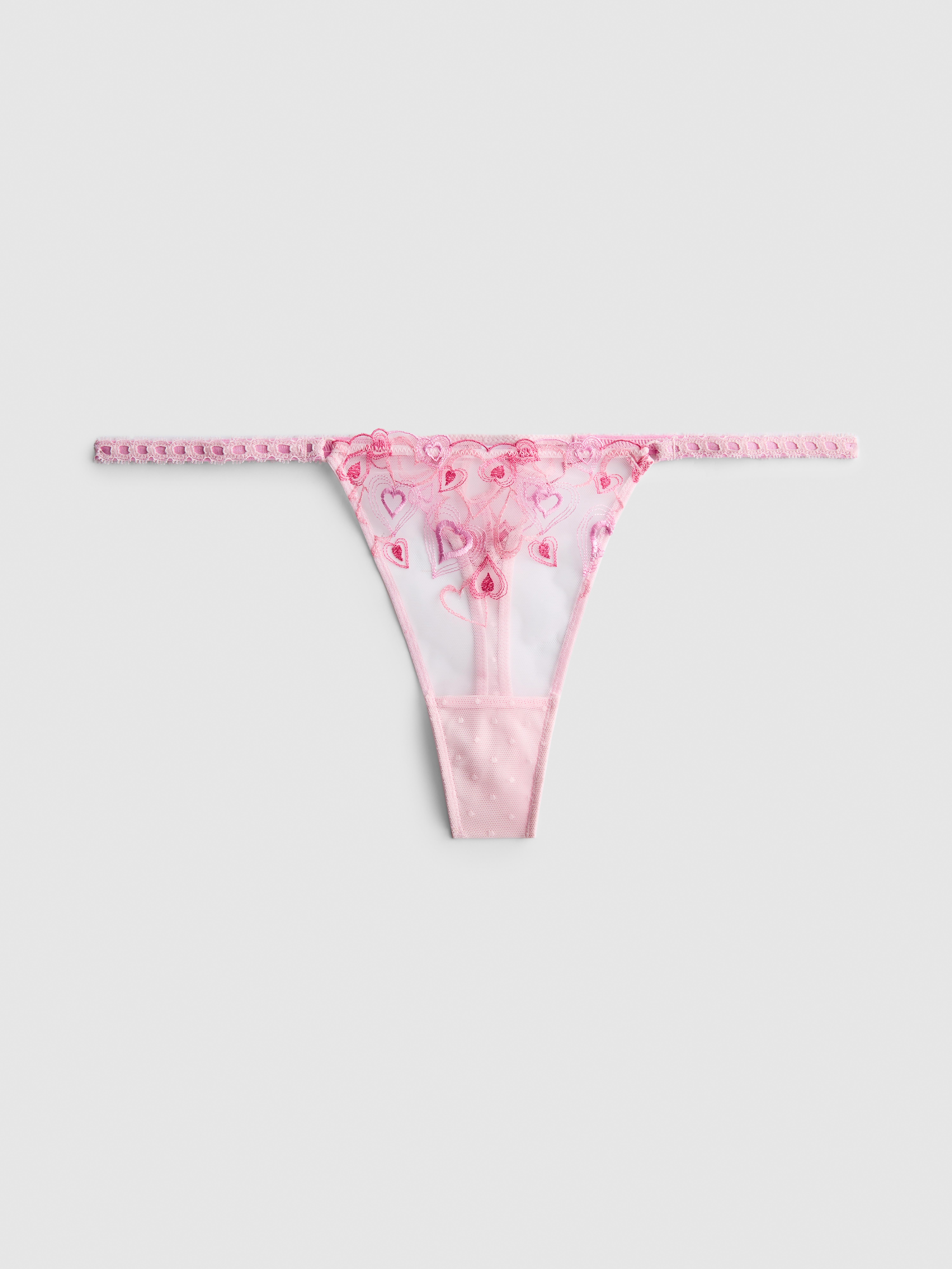 Heart Embroidered Thong