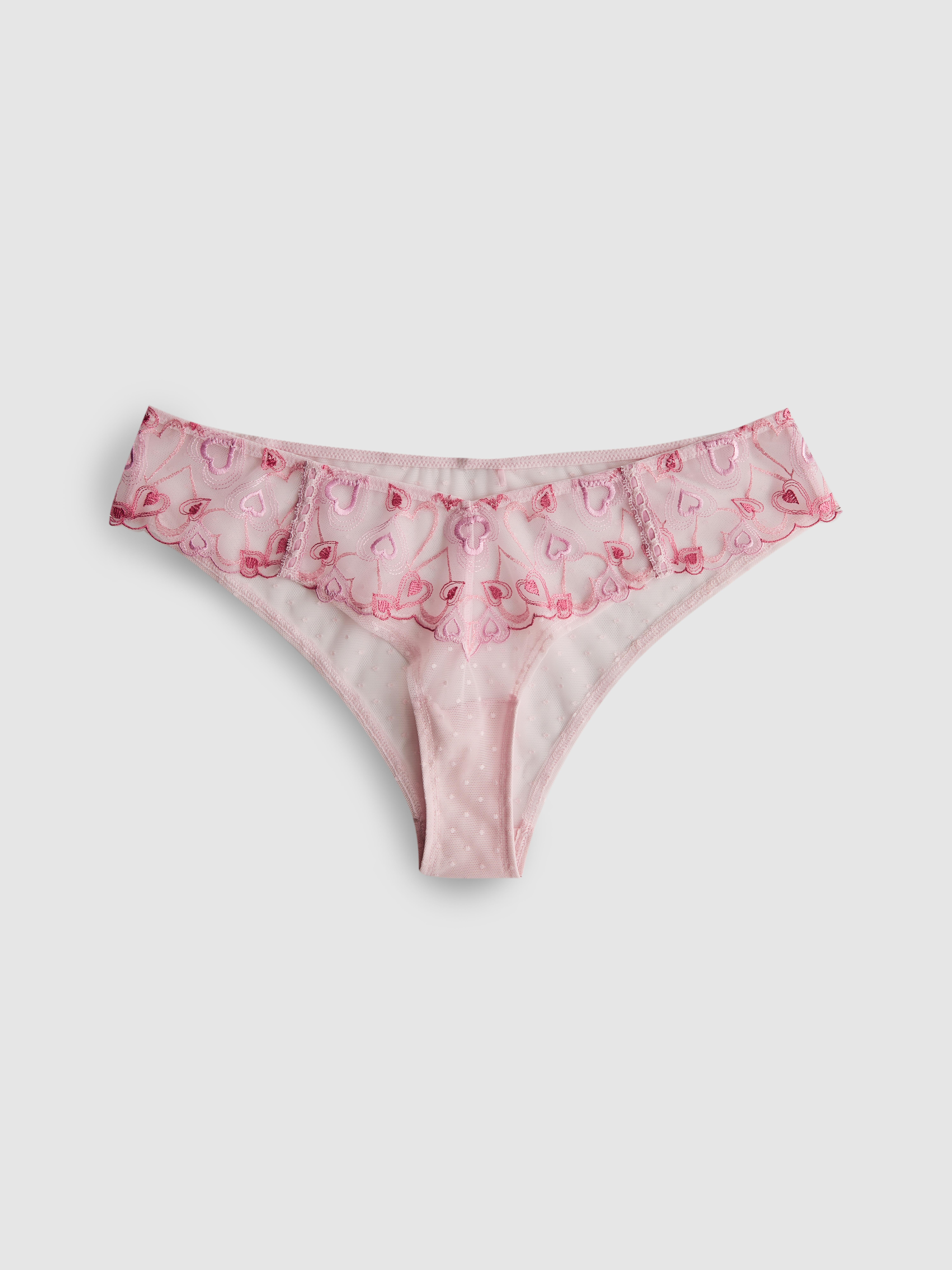 Heart Embroidered Brazilian Briefs