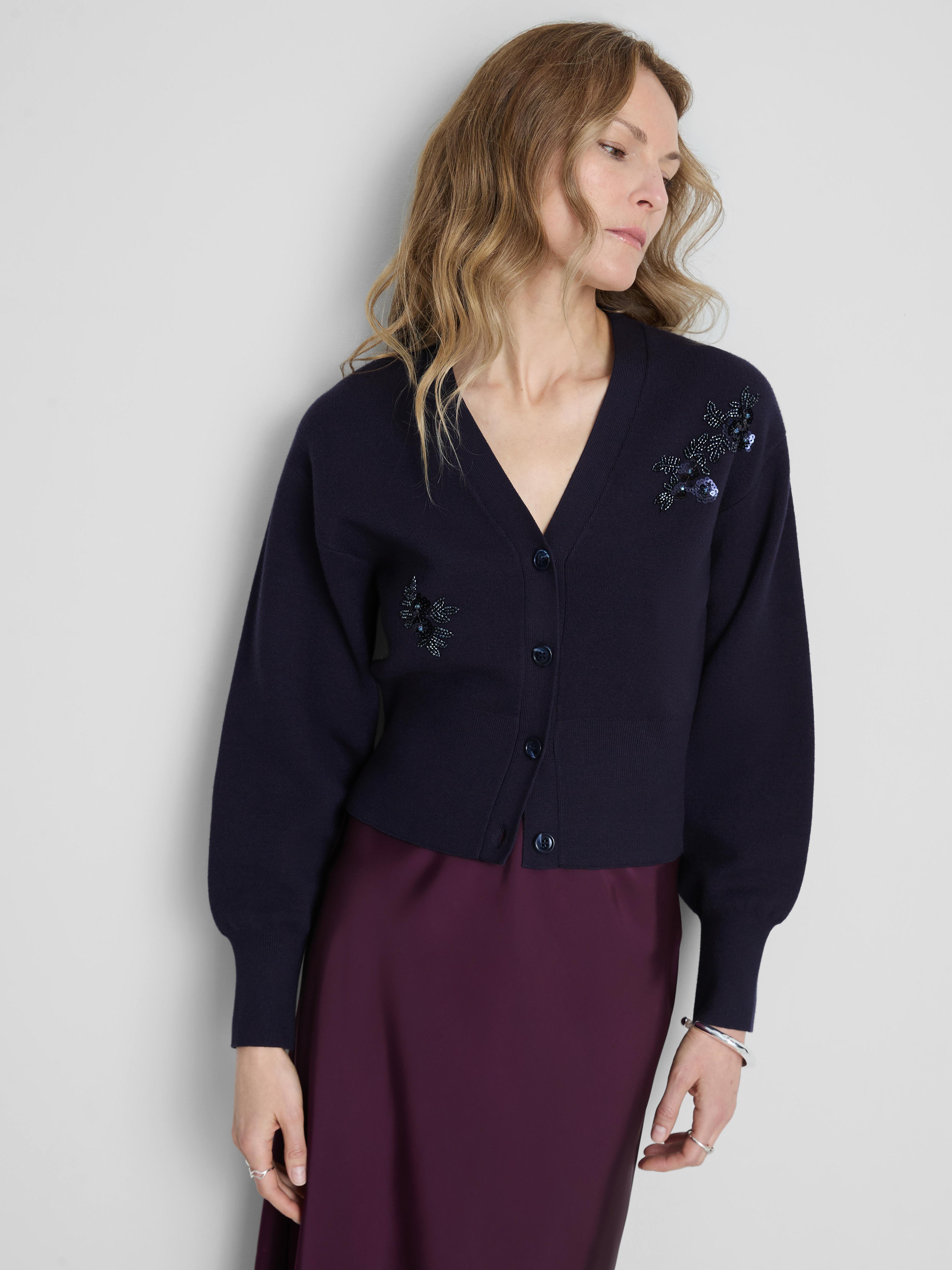 Beaded Floral Embroidered Cardigan