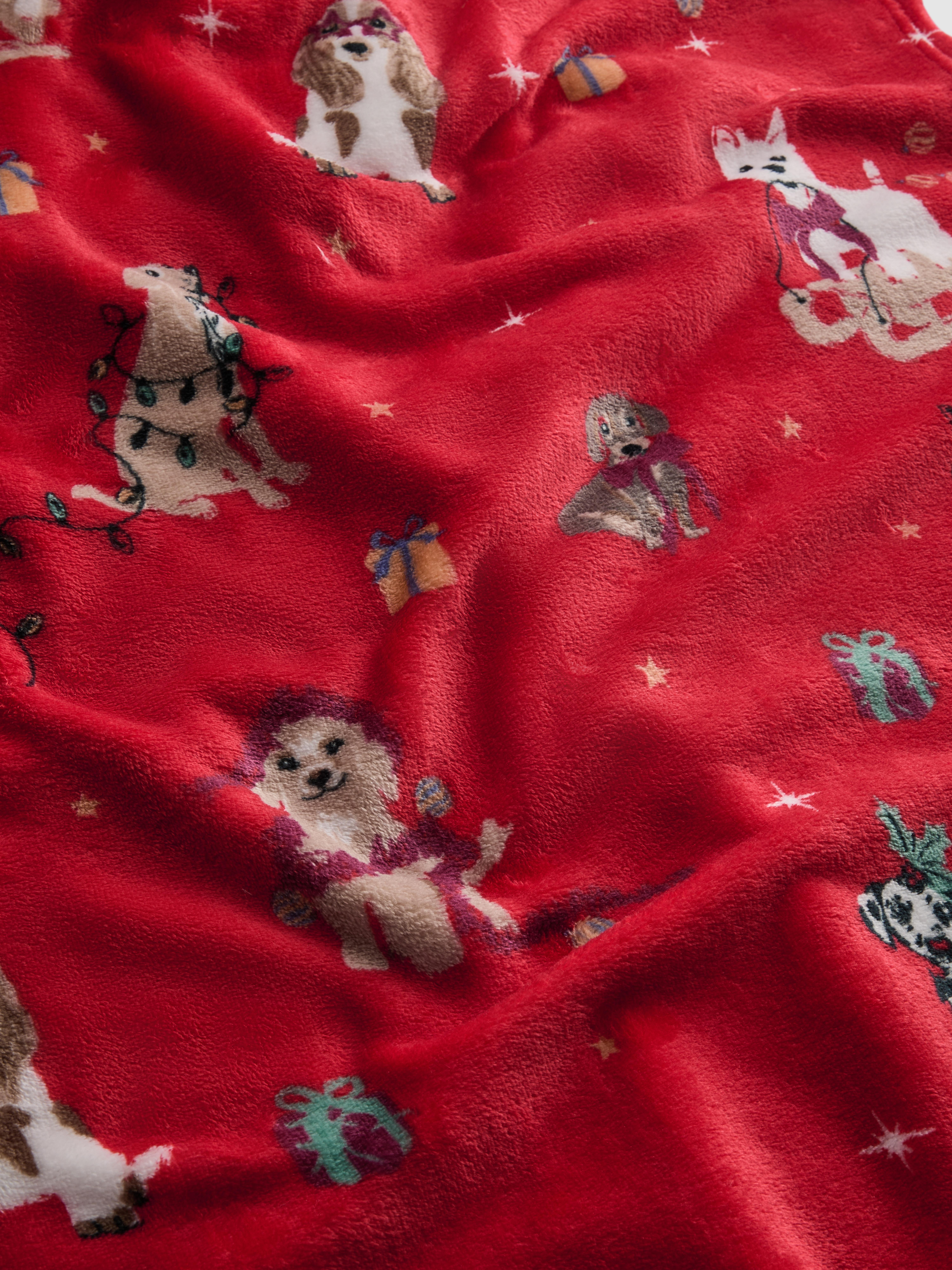 Couverture de Noël à motif chien