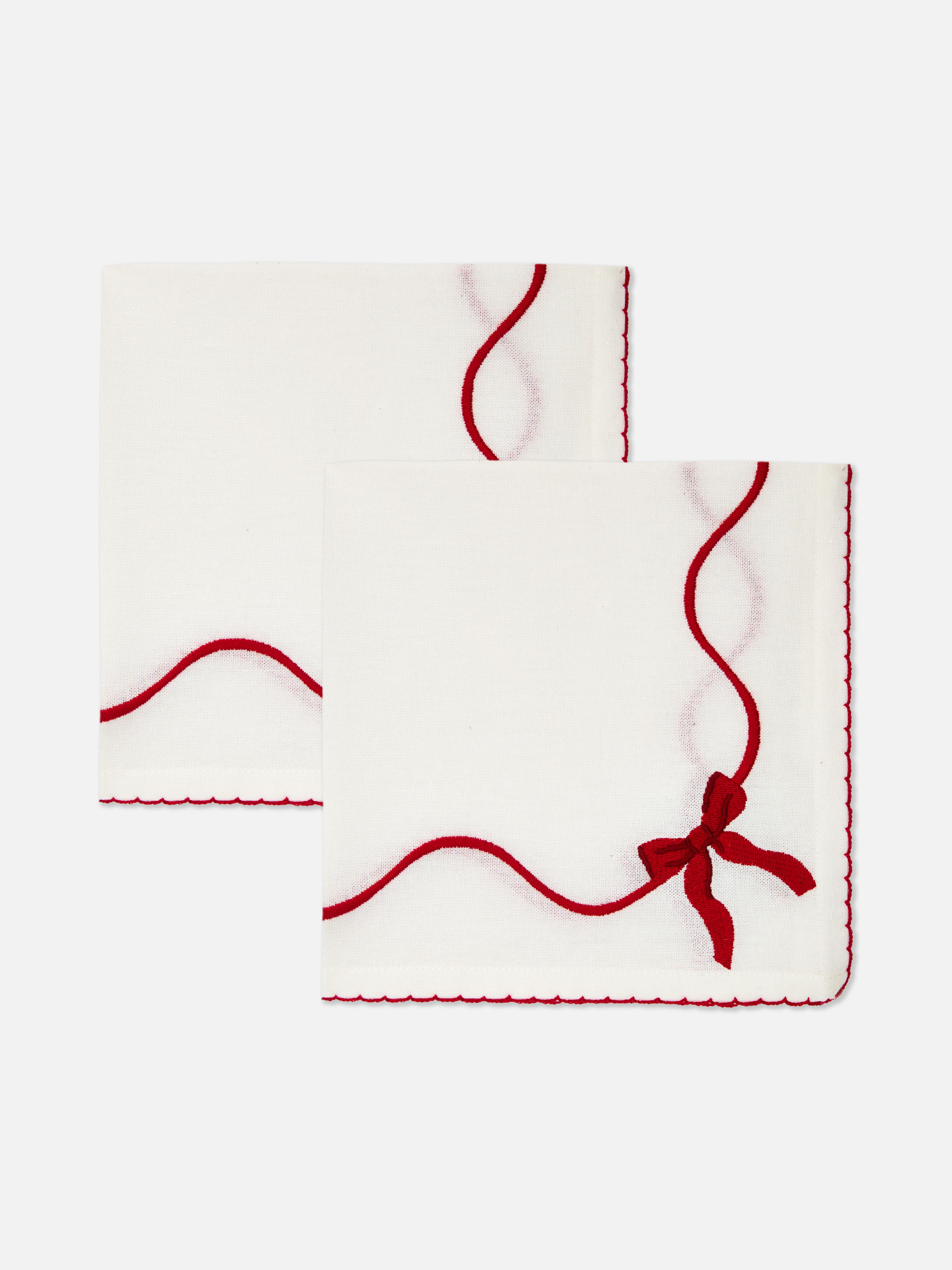 Pack de 2 servilletas de tela con lazo bordado
