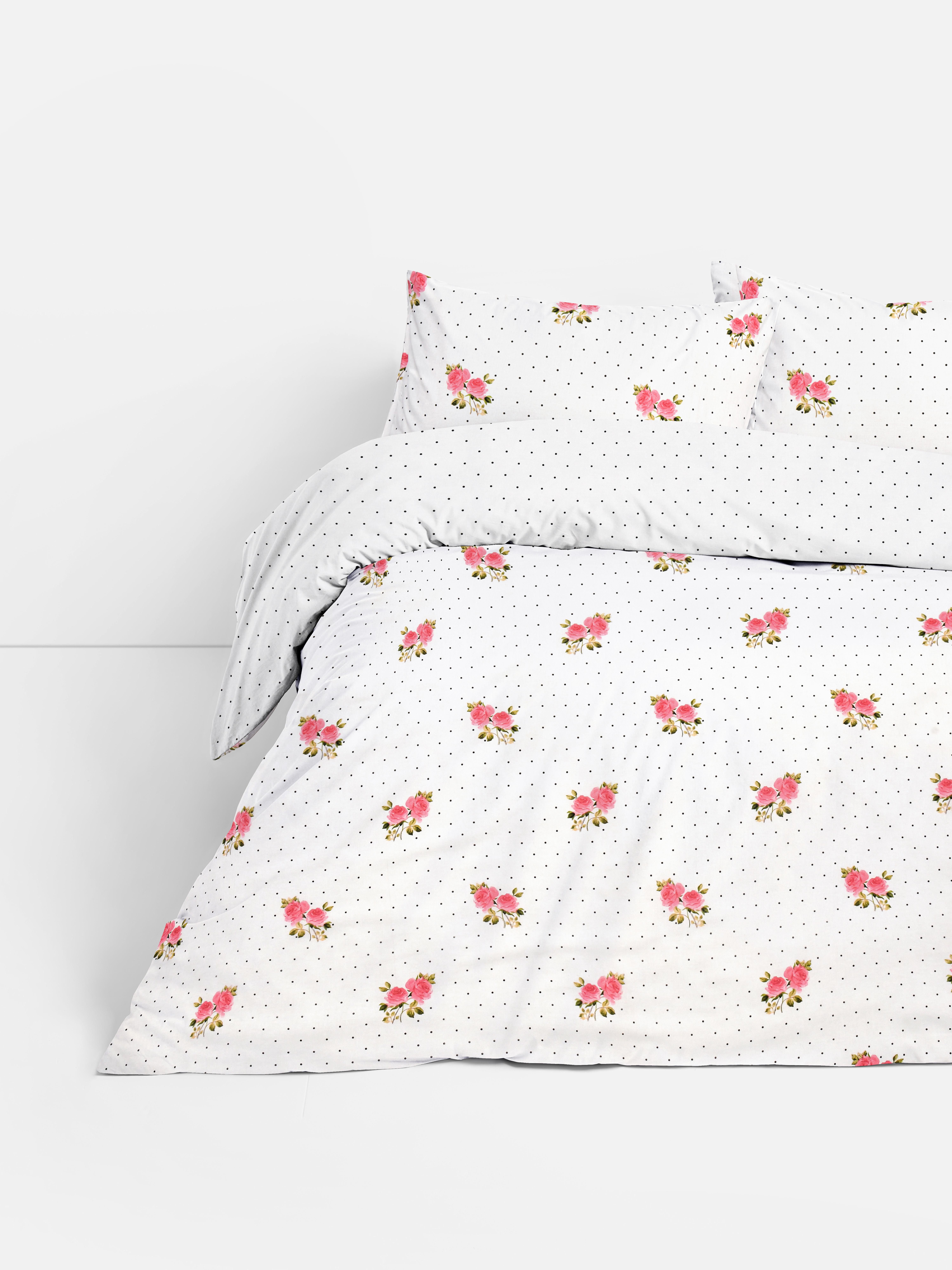 Polka Dot And Rose Super King Duvet Cover Set