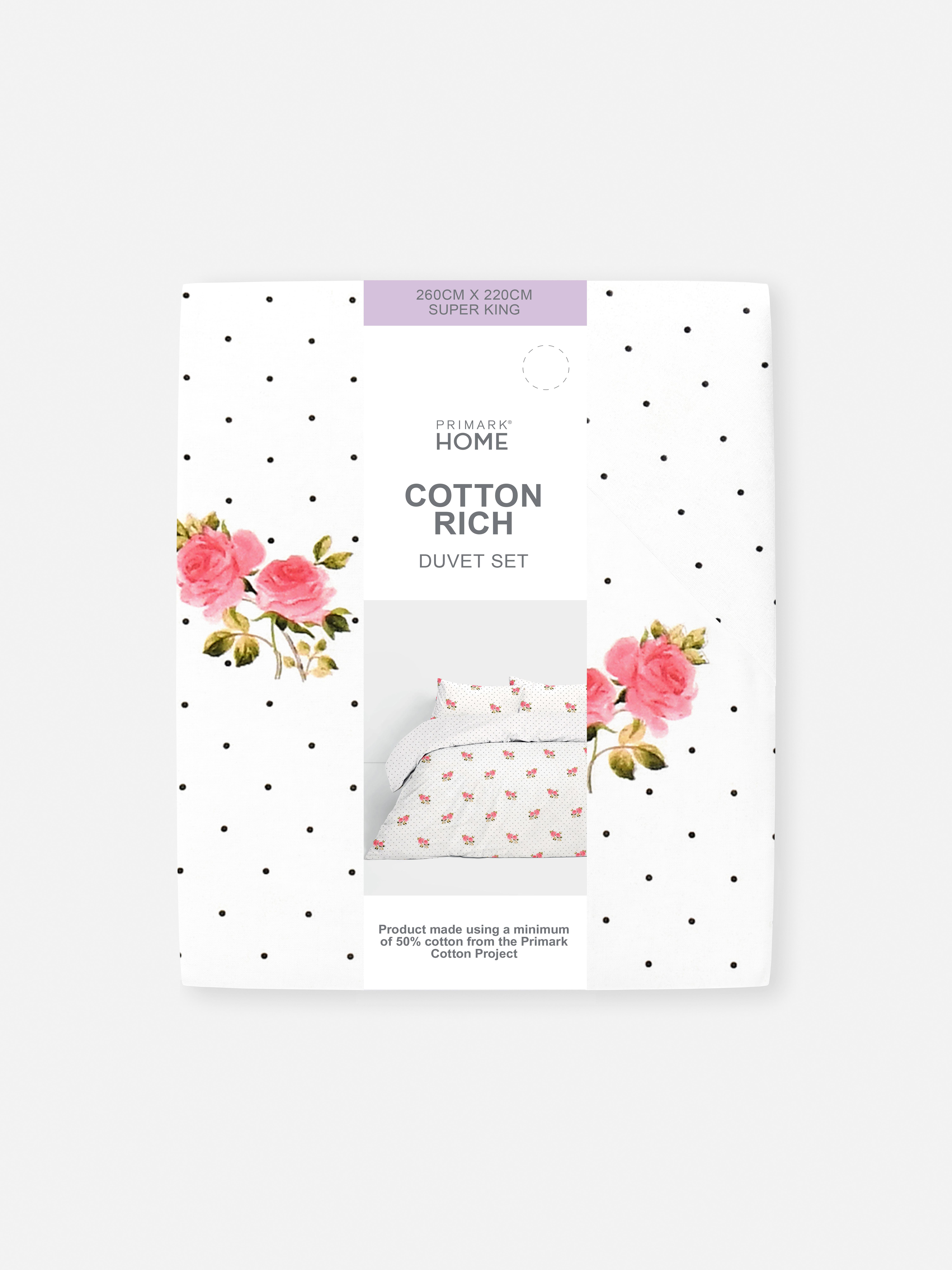 Polka Dot And Rose Super King Duvet Cover Set