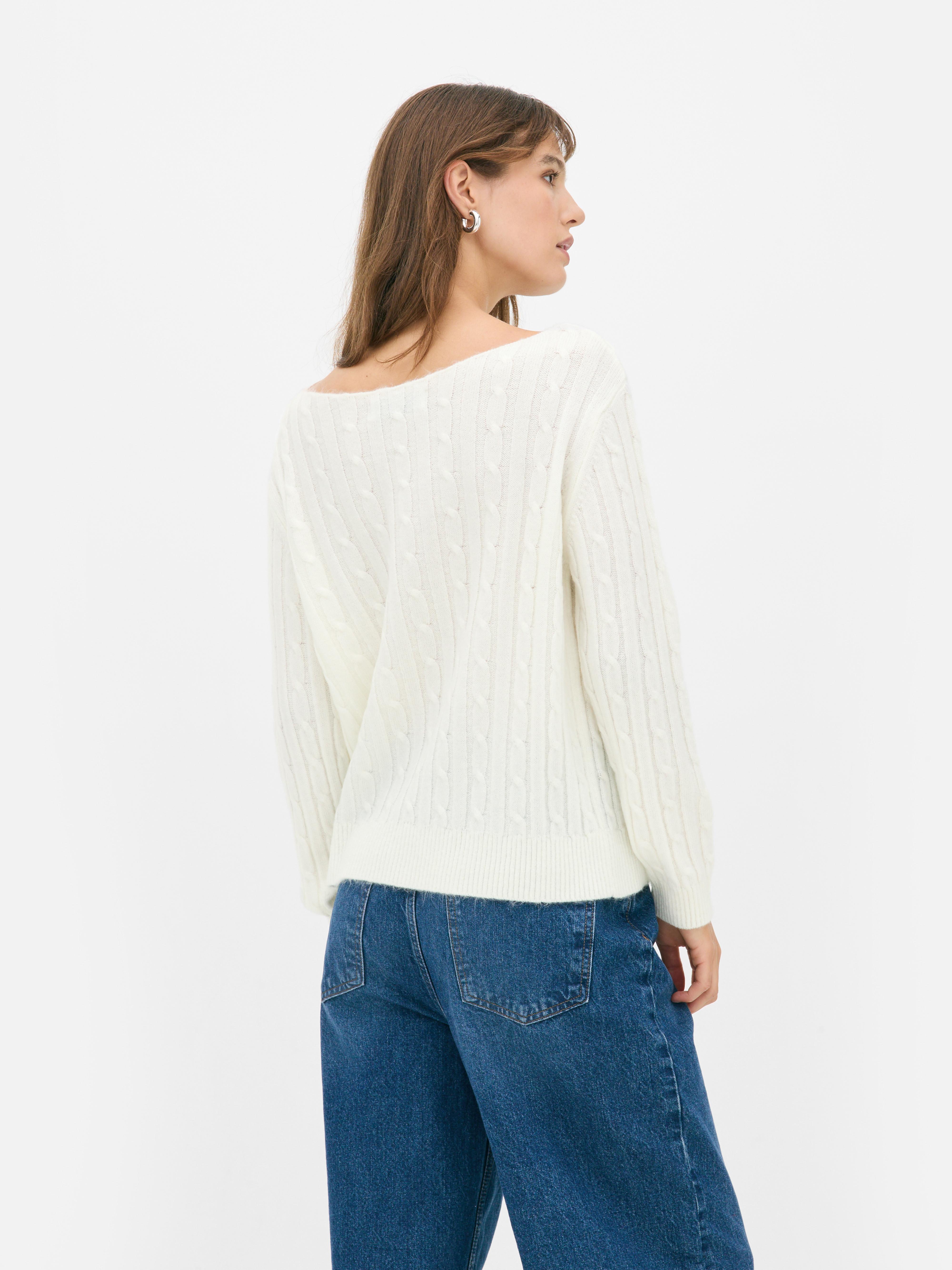 Cable Off The Shoulder Sweater