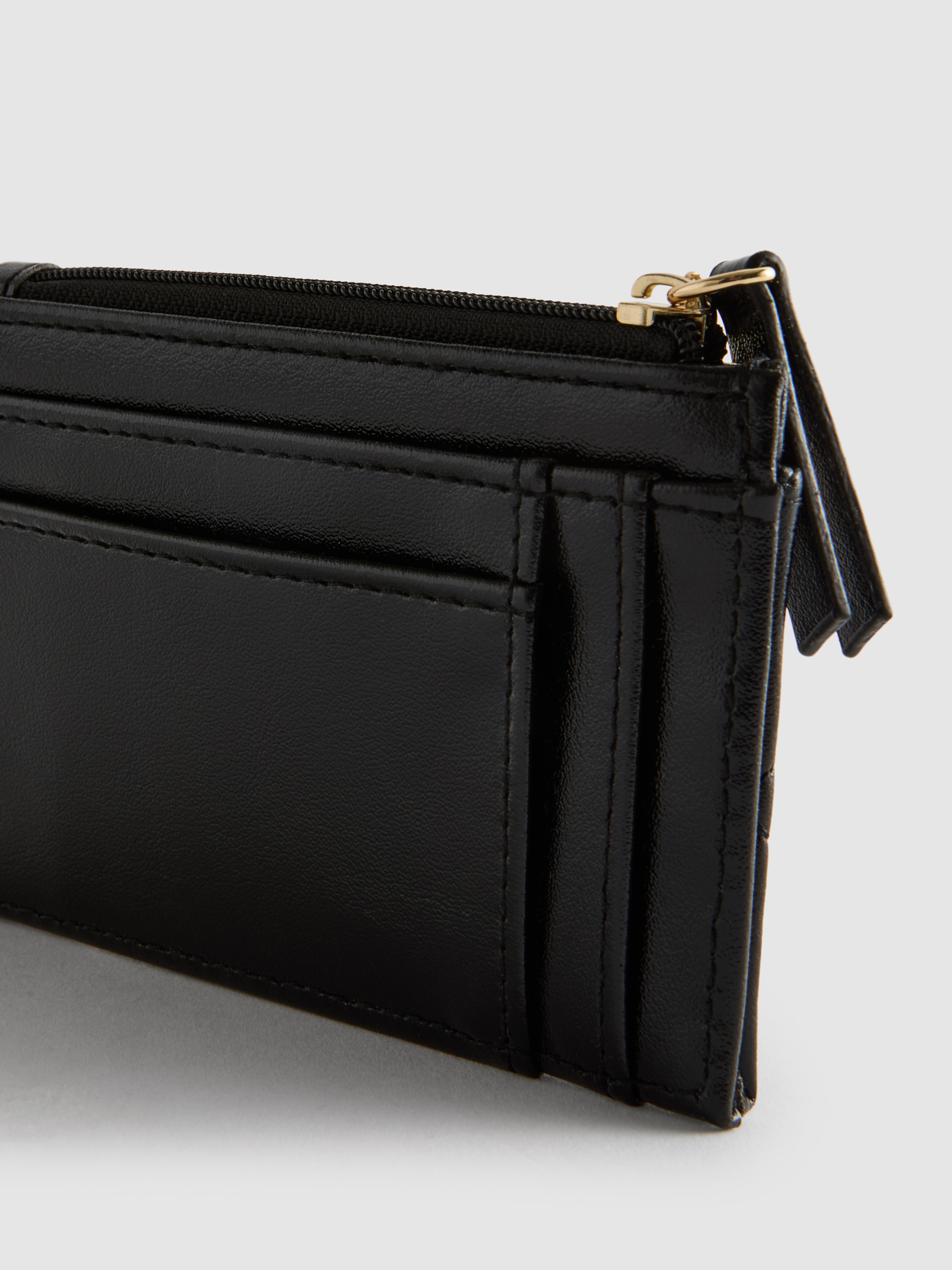 Faux Leather Quilted Initial Card Holder