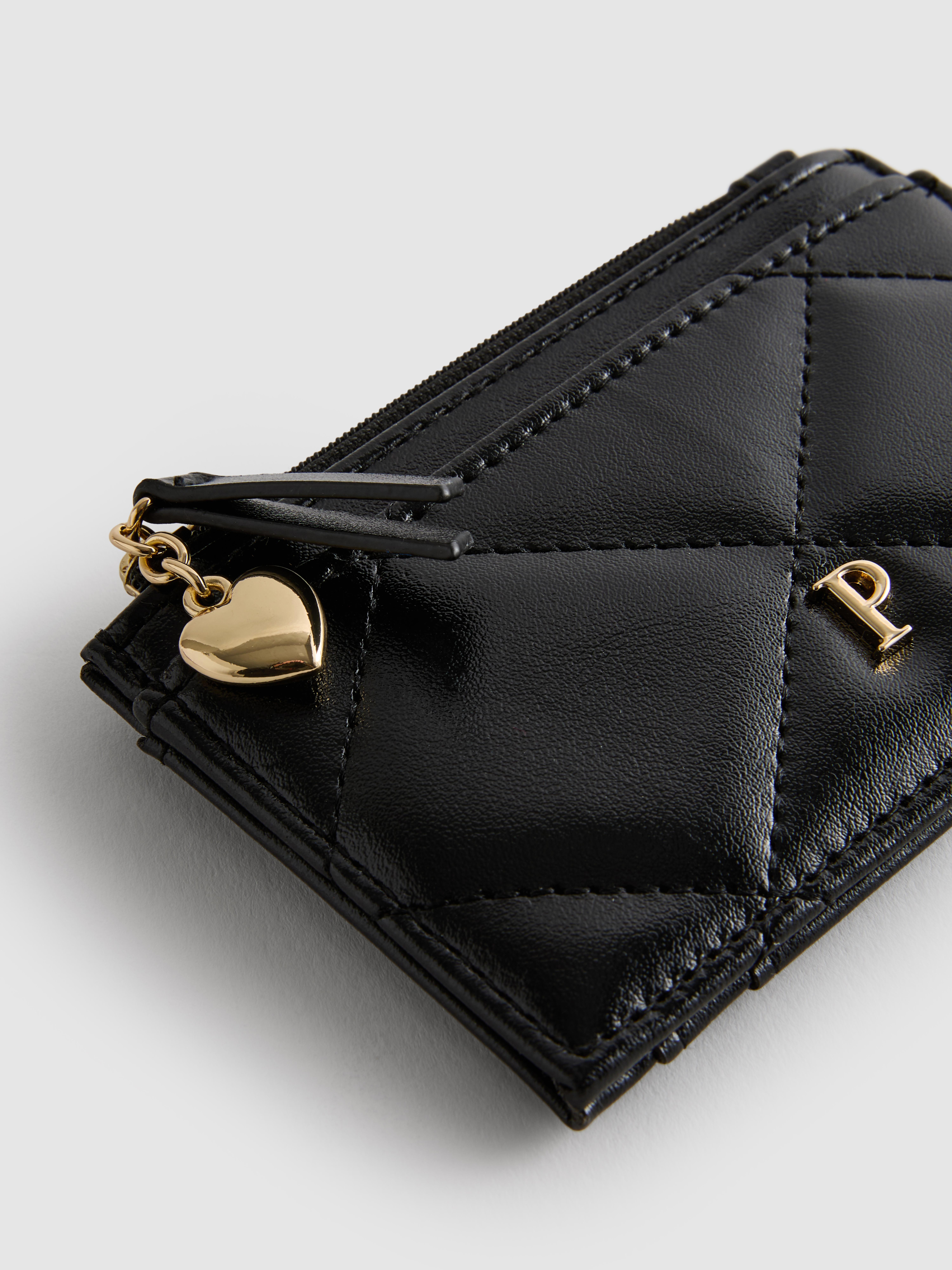 Faux Leather Quilted Initial Card Holder