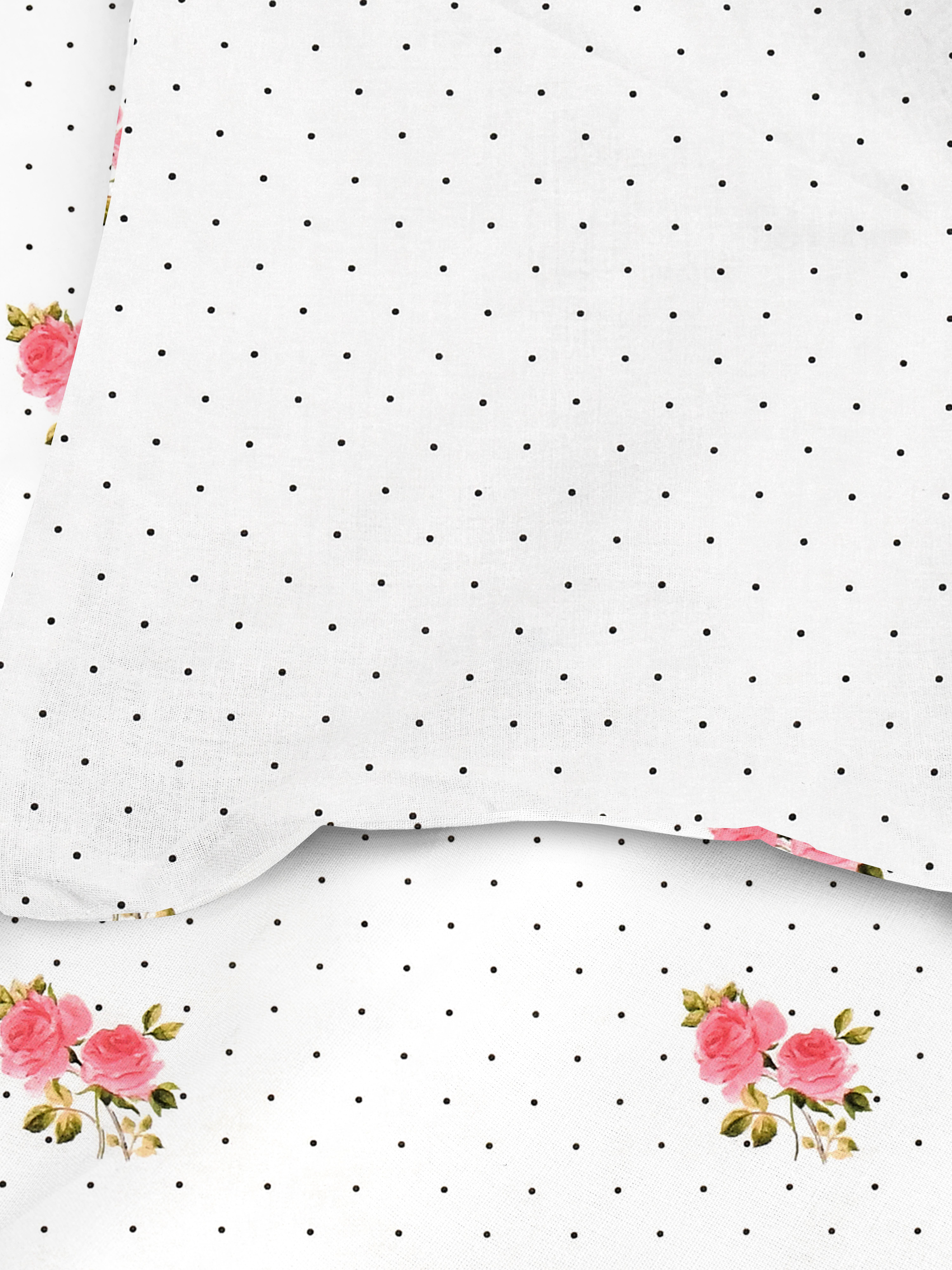 Parure de lit double à pois et roses
