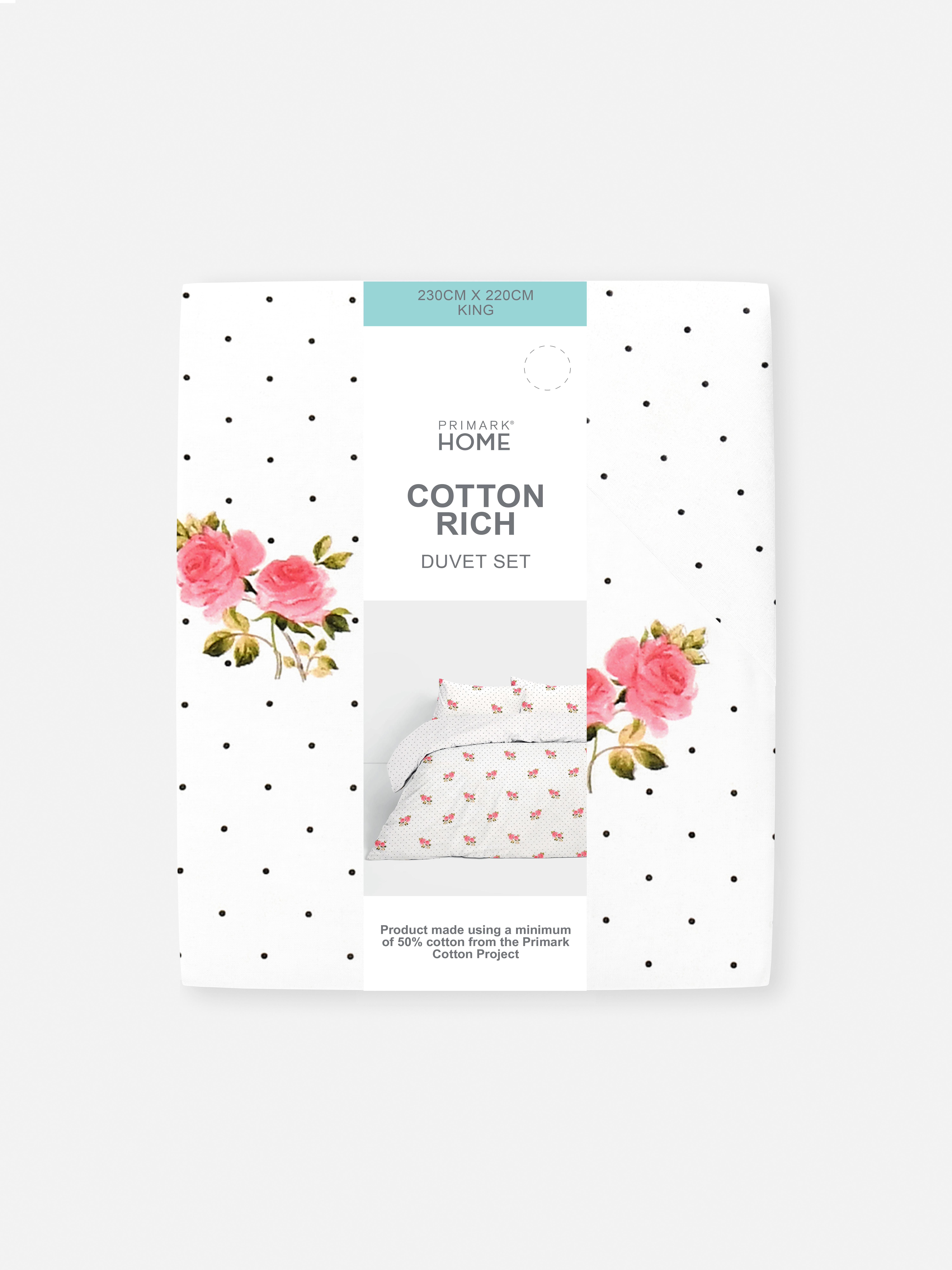 Set de funda nórdica king con lunares y rosas