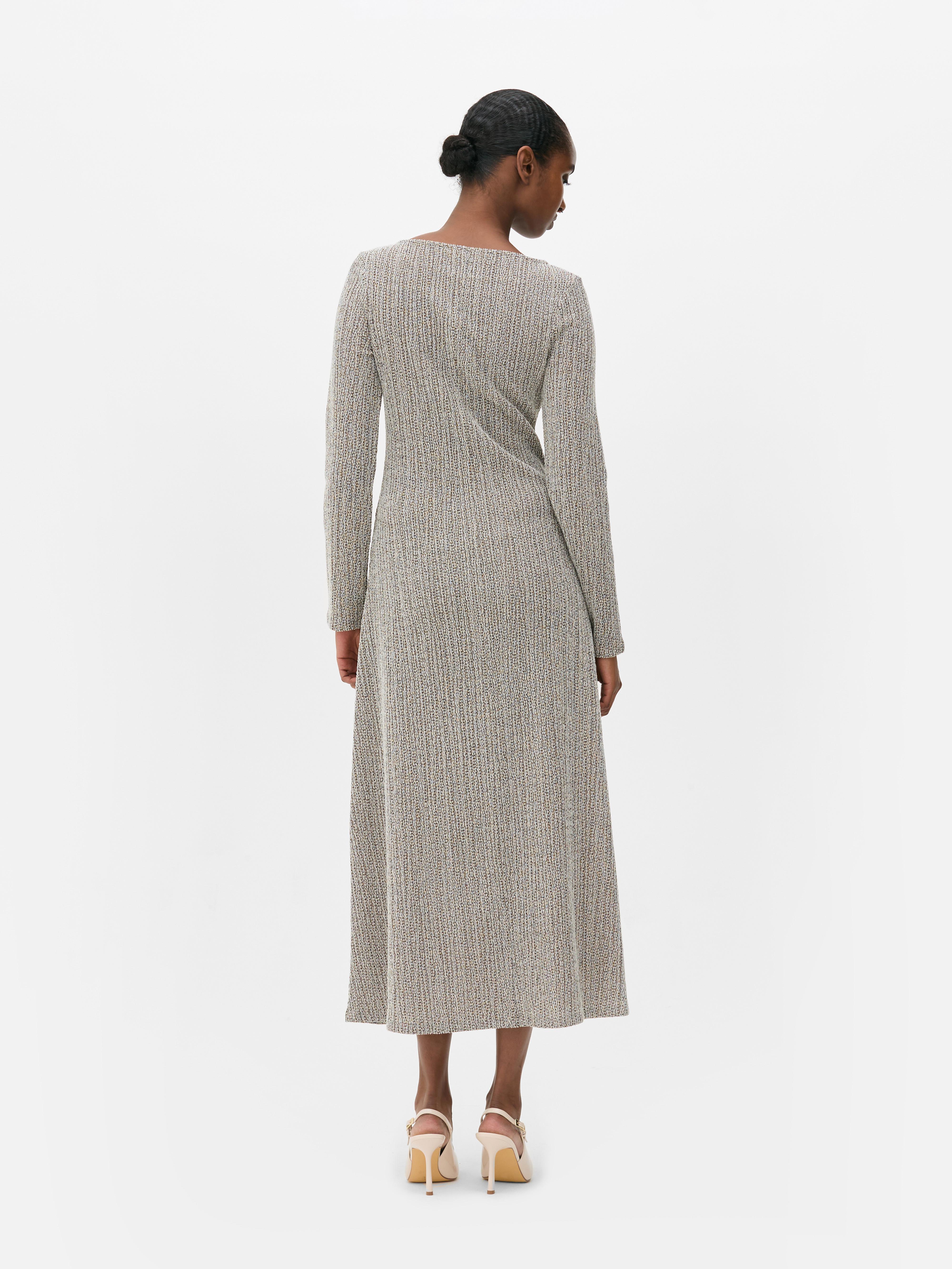 Textured Boat Neck Midaxi Dress
