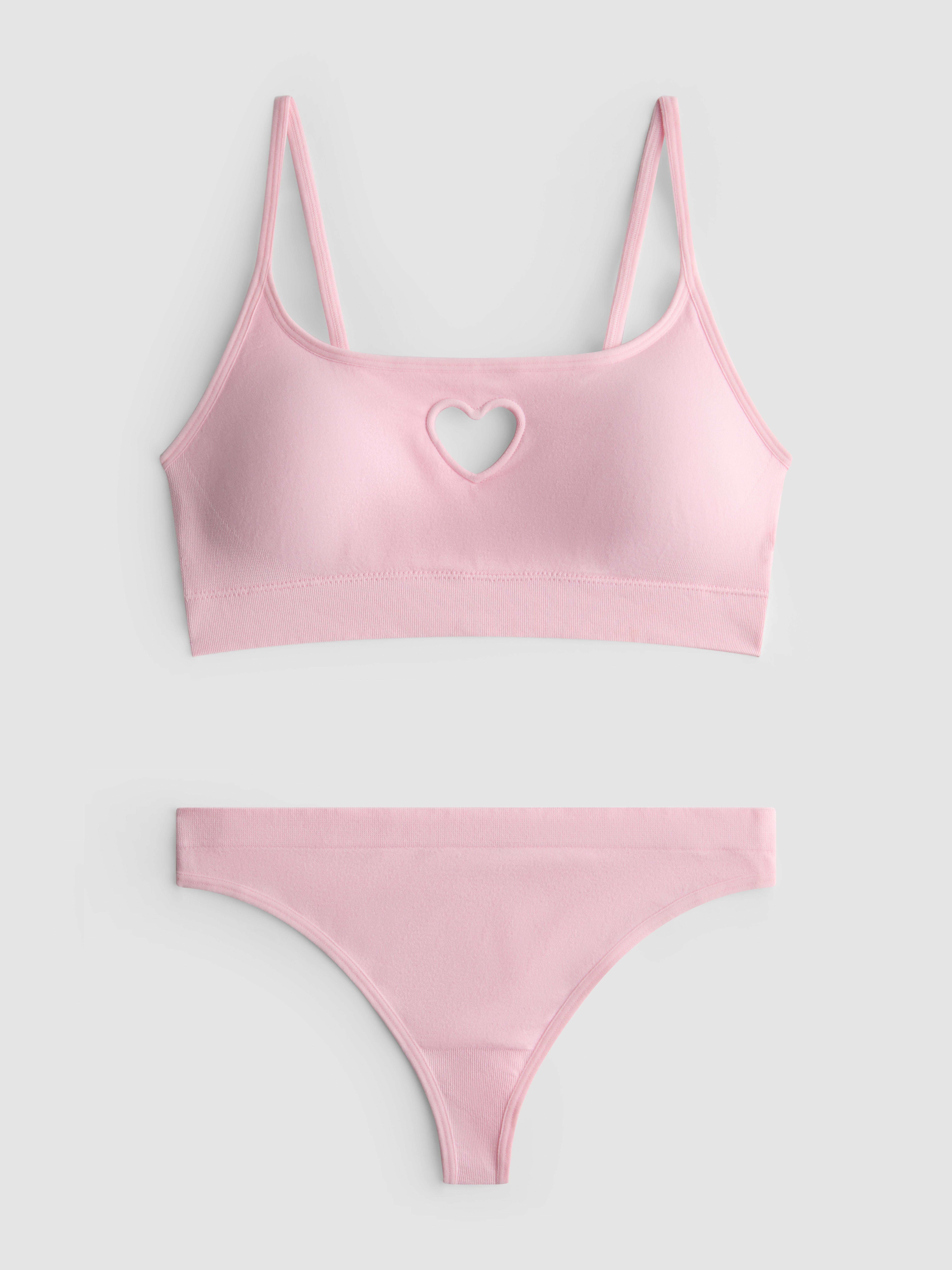 Seamless Cut Out Cropped Bralette Set Pink