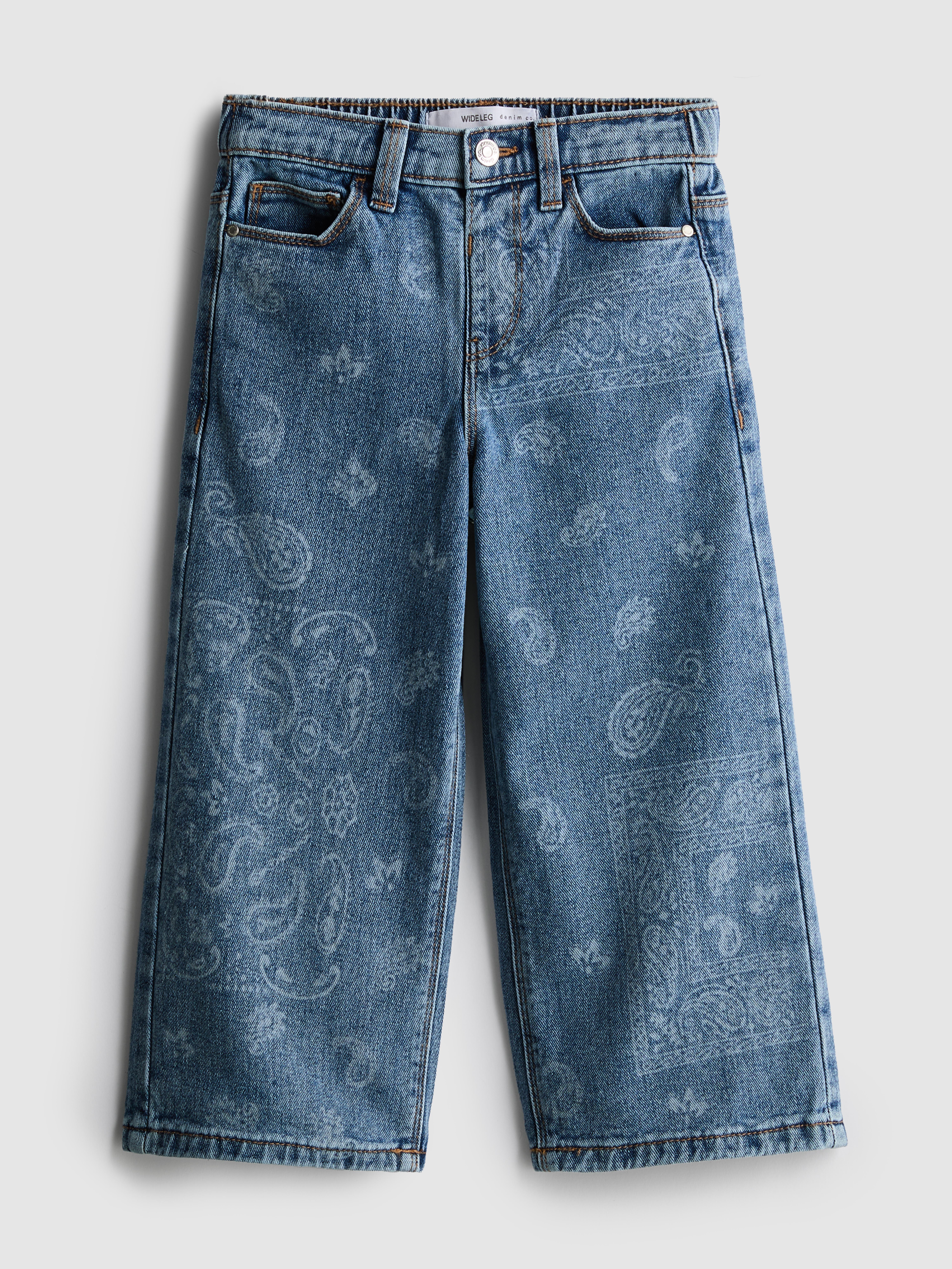 1.5-8yrs | Paisley Laser Print Wide Leg Jeans
