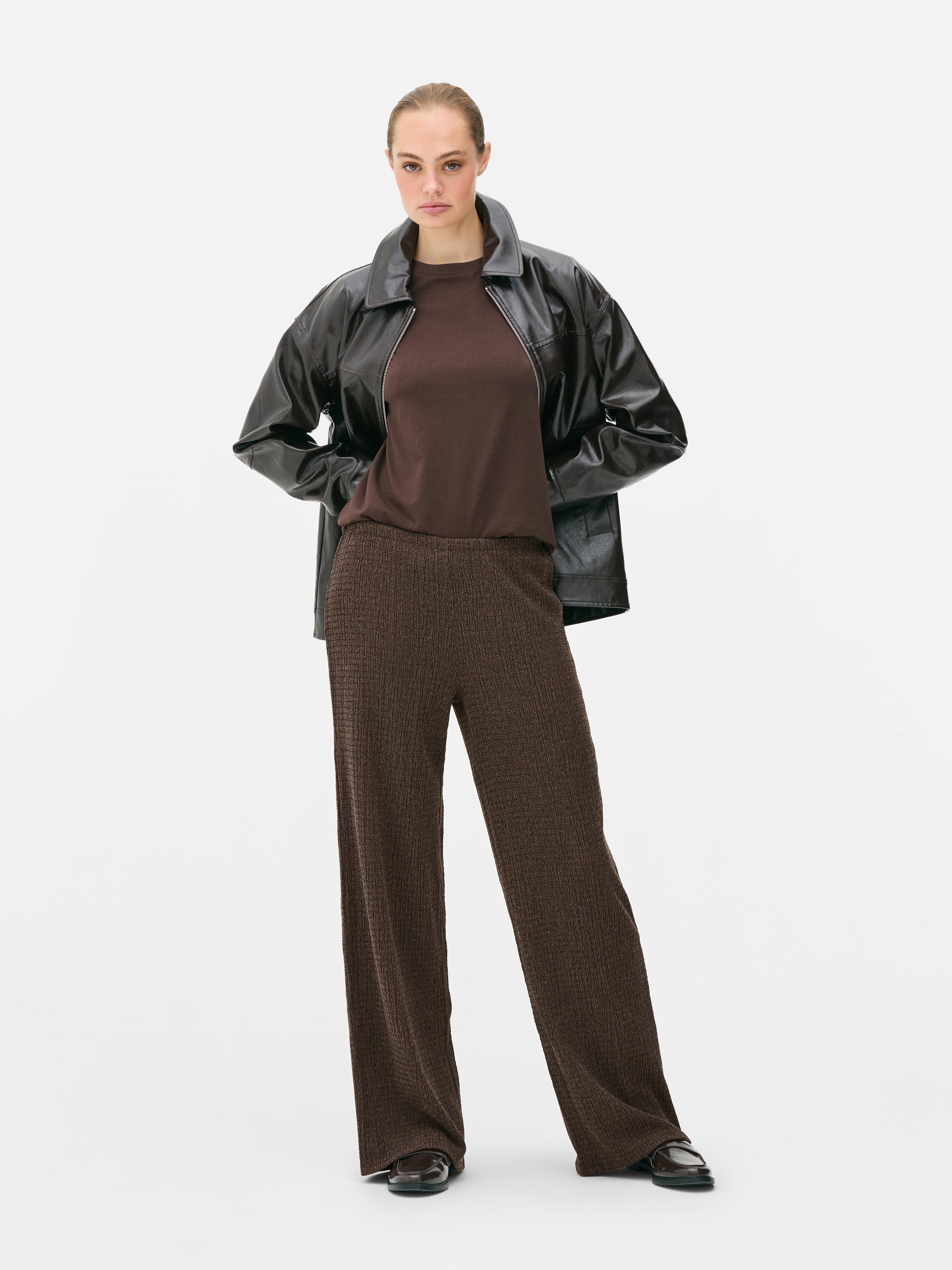 Straight-Leg Textured Pants