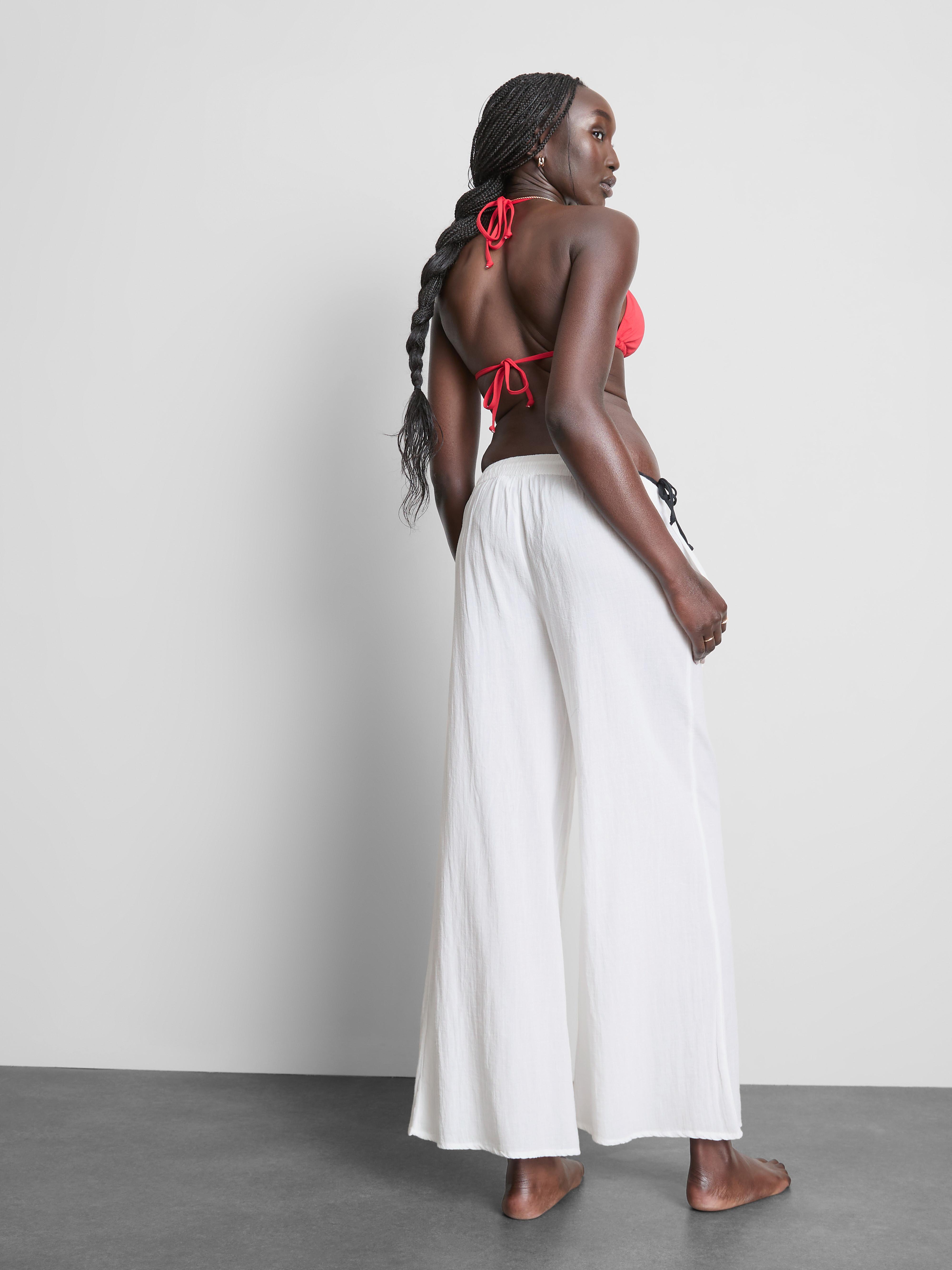 Cotton Wide Leg Beach Trousers