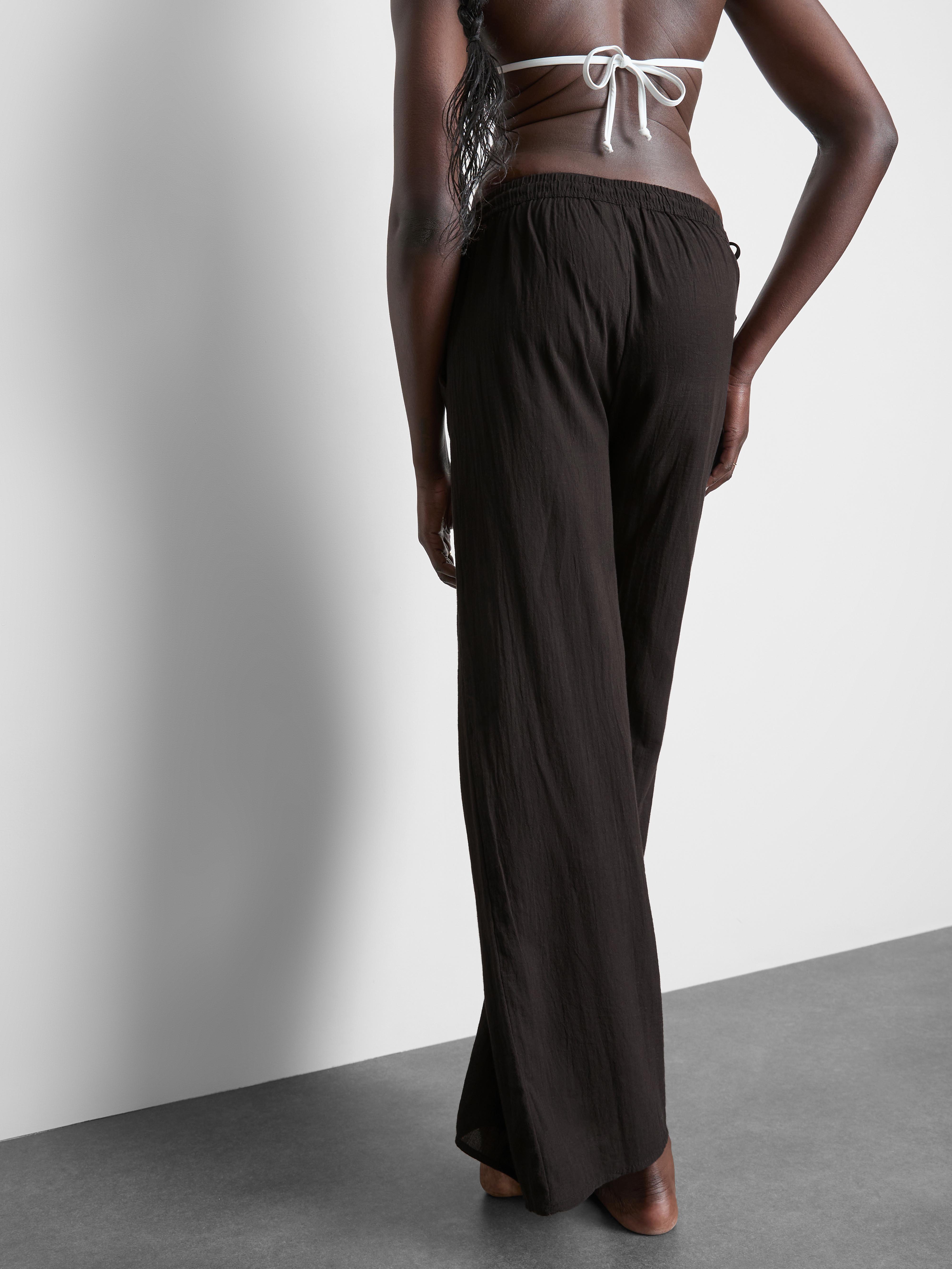 Cotton Wide Leg Beach Trousers