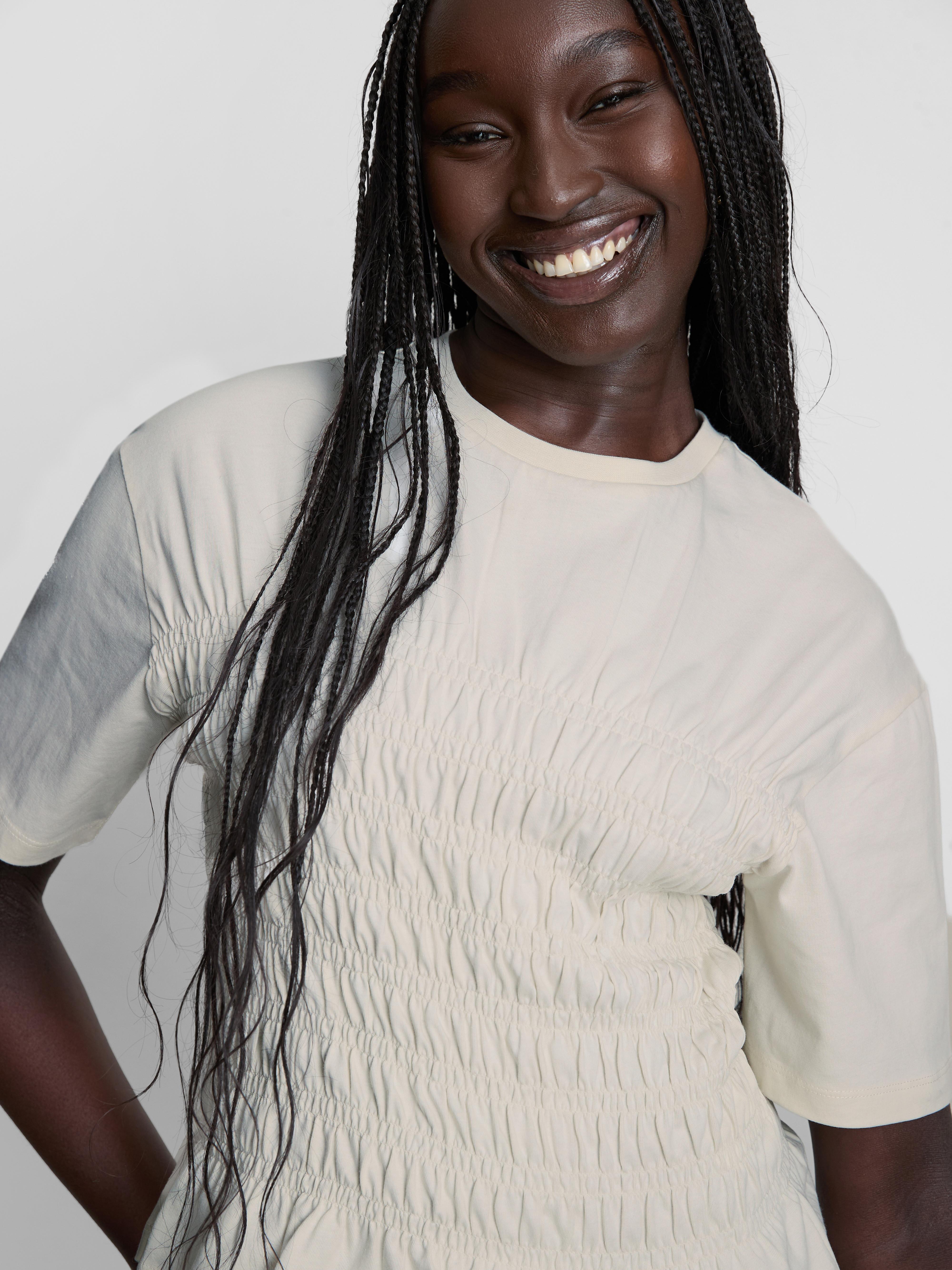 Cotton Shirred Bodice Tee