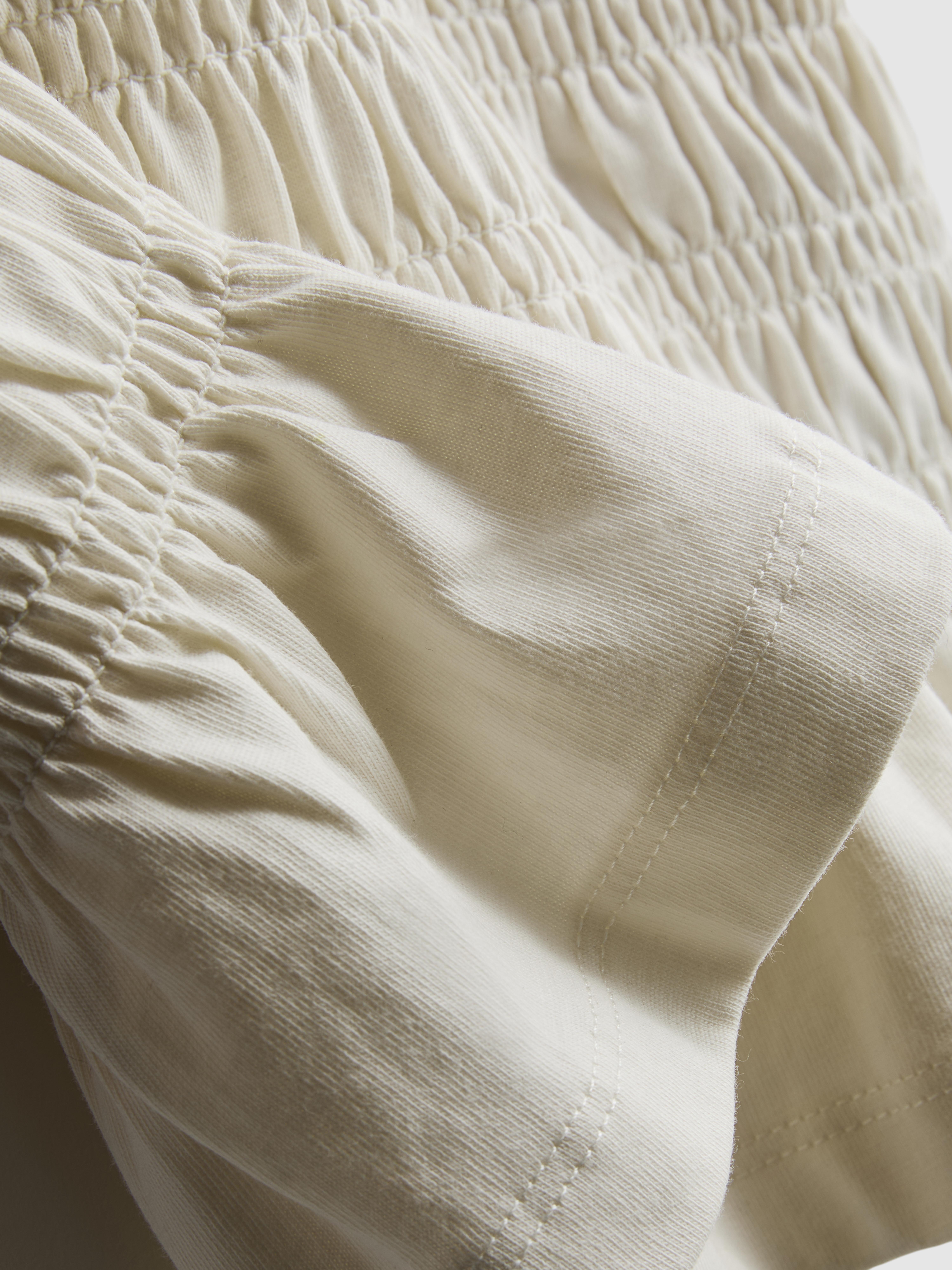 Women's Ivory Cotton Shirred Bodice Tee