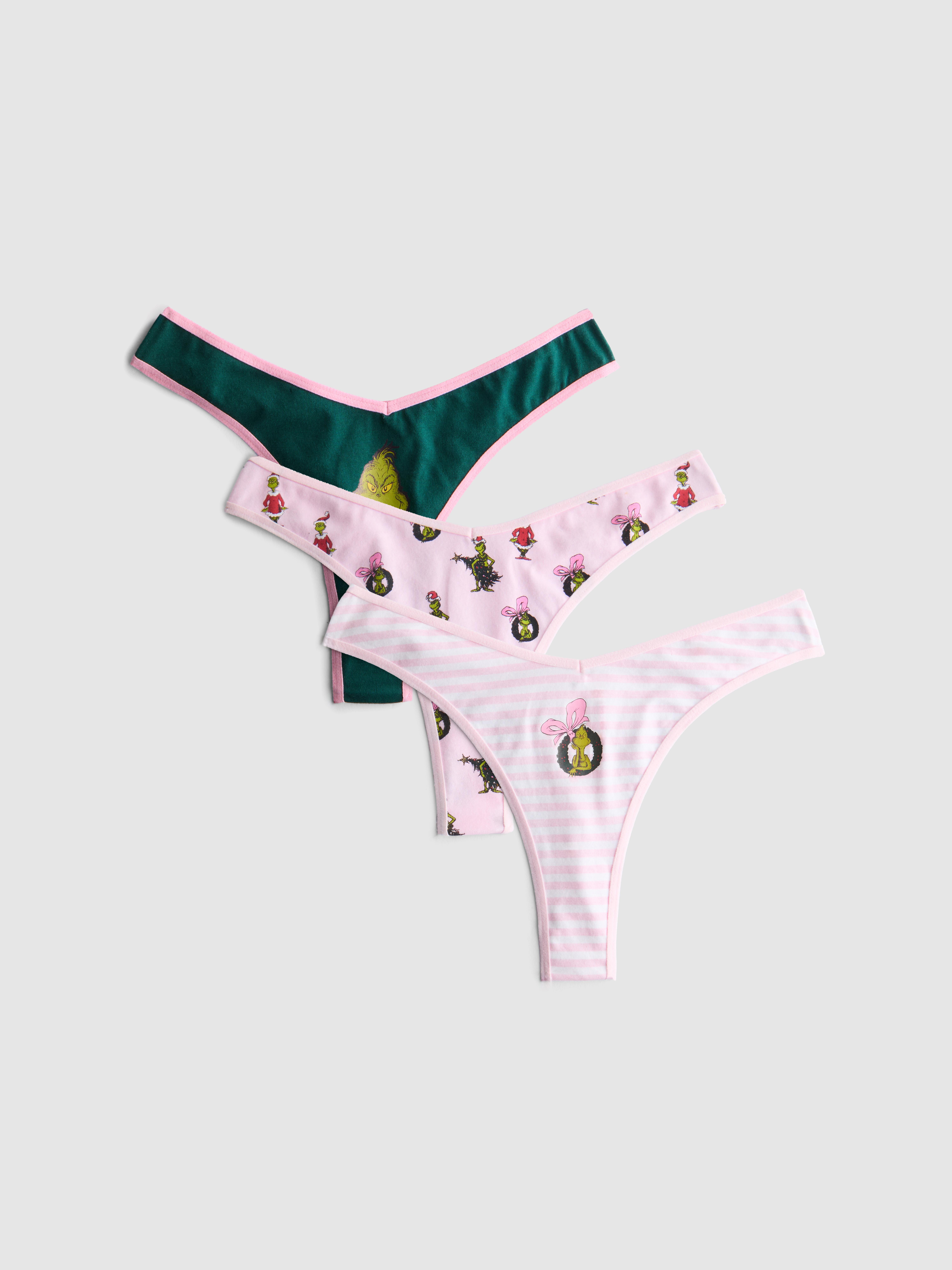 Confezione da 3 perizomi natalizi cotone Il Grinch