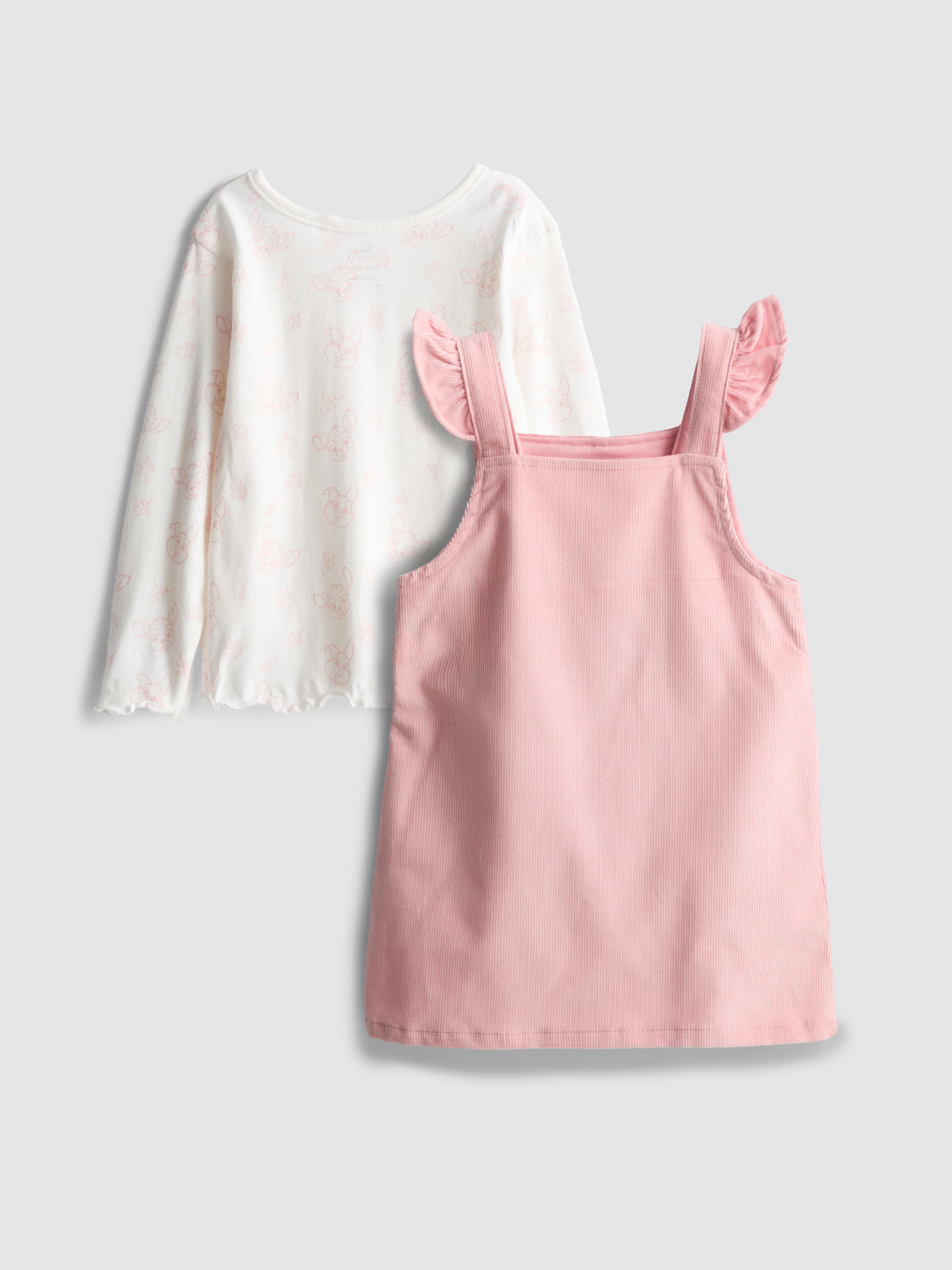 0-36 meses | T-shirt manga comprida/vestido jardineira Disney Bambi