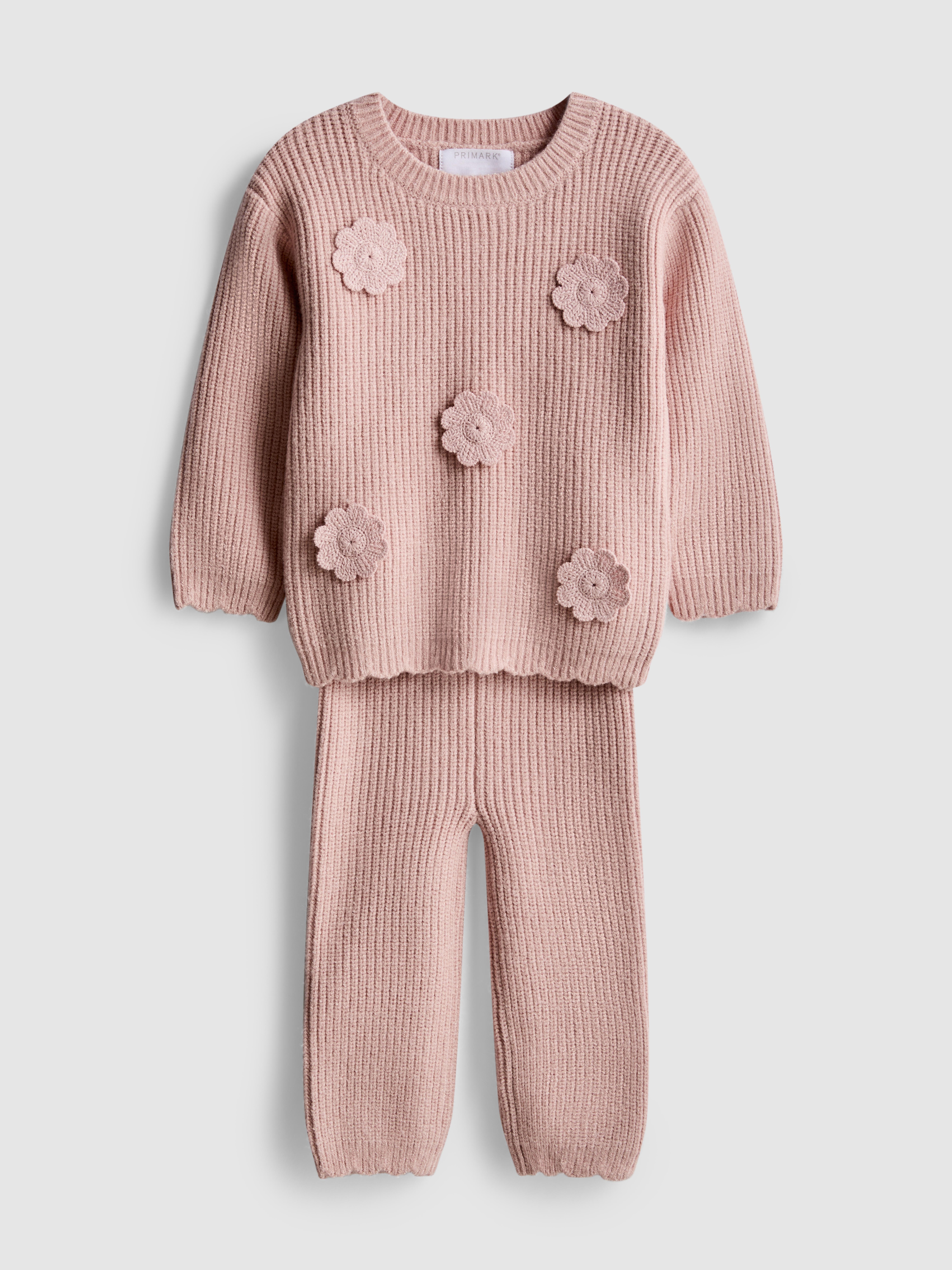 0-36mths | Crochet Flower Jumper and Knit Leggings Set