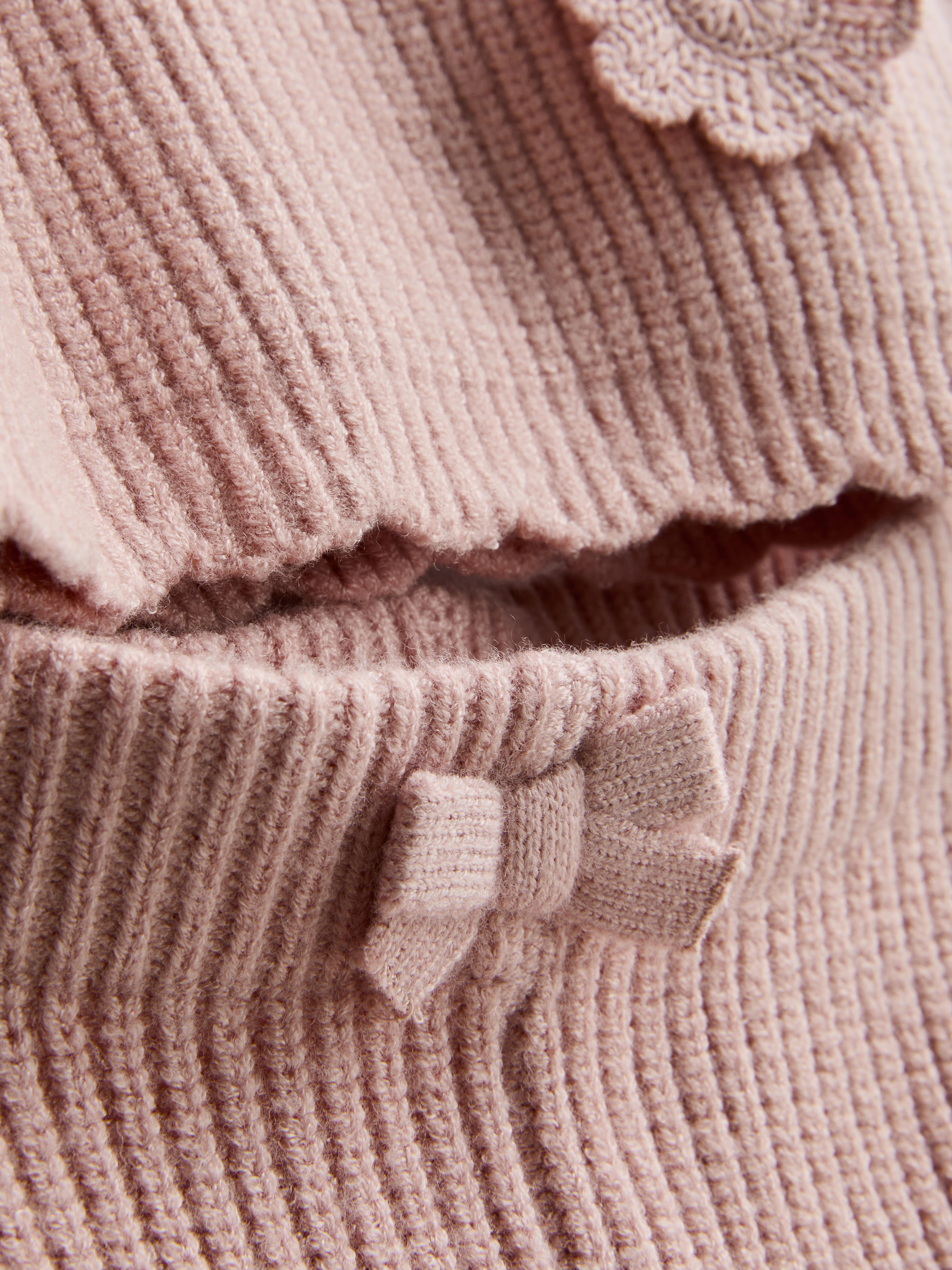 0-36mths | Crochet Flower Jumper and Knit Leggings Set