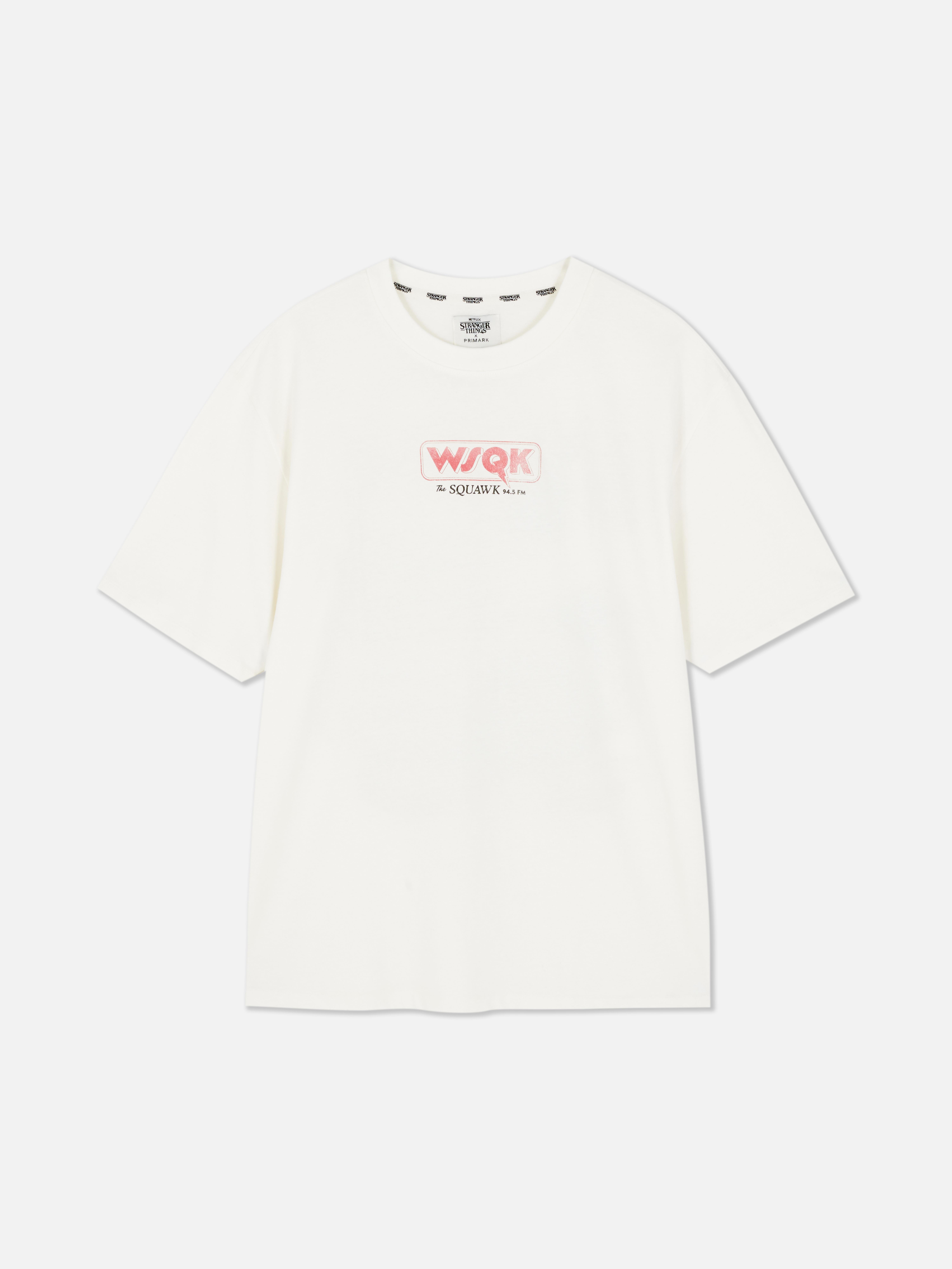 Men's Ivory Stranger Things WSQK Short Sleeve T-Shirt