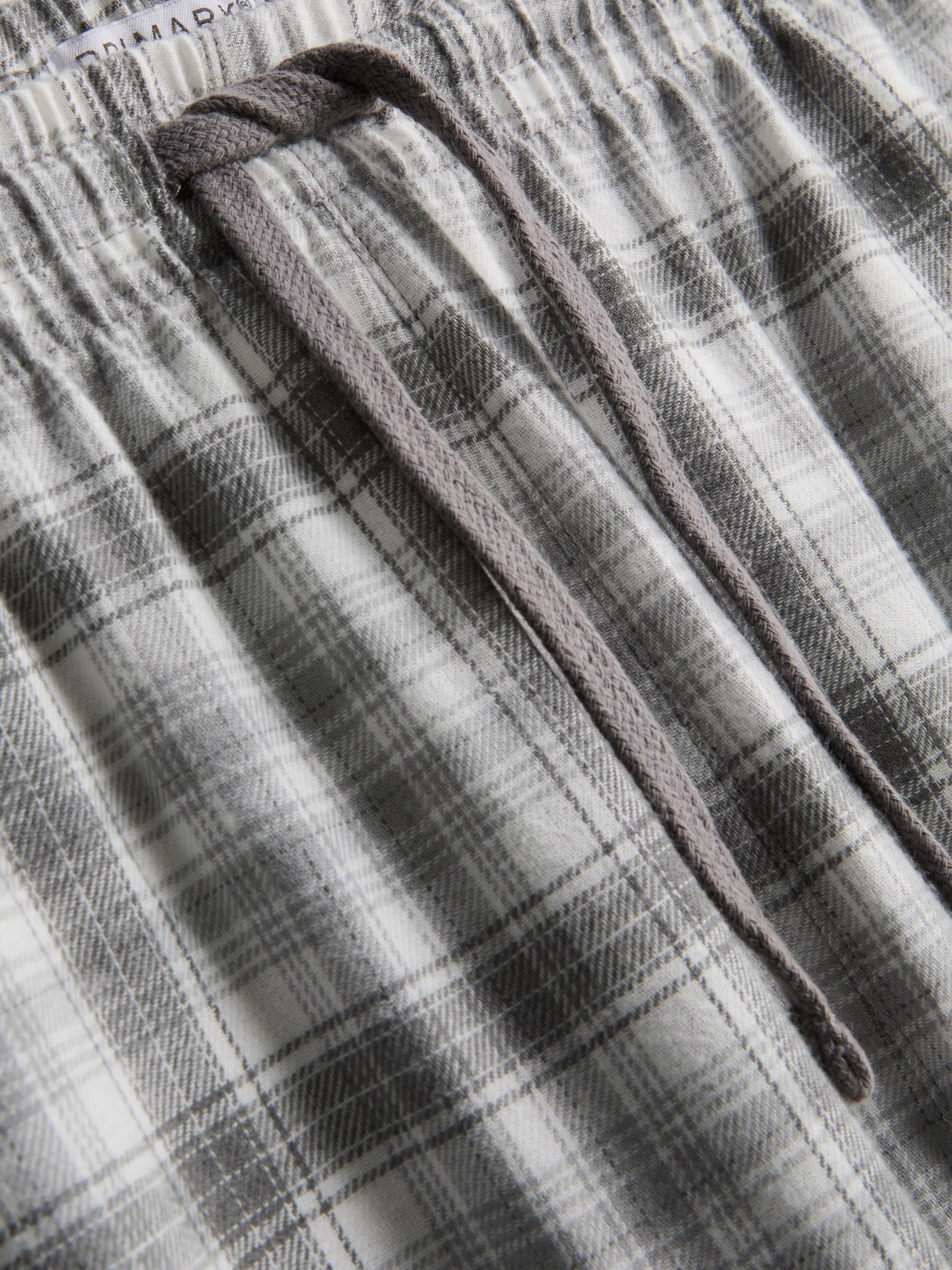Men's Gray Checked Long Pajamas