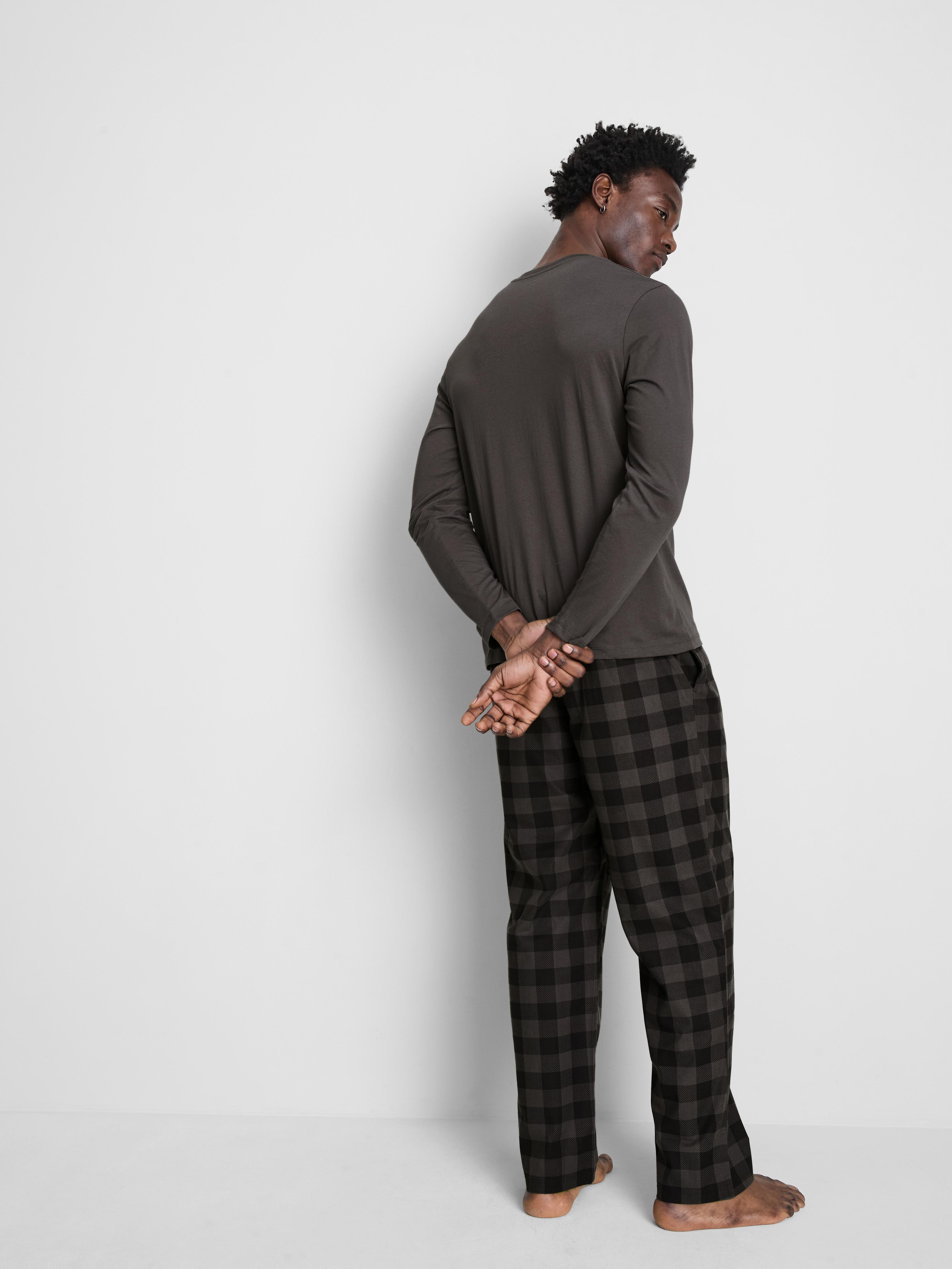 Mens Charcoal Check Long Pyjamas | Primark