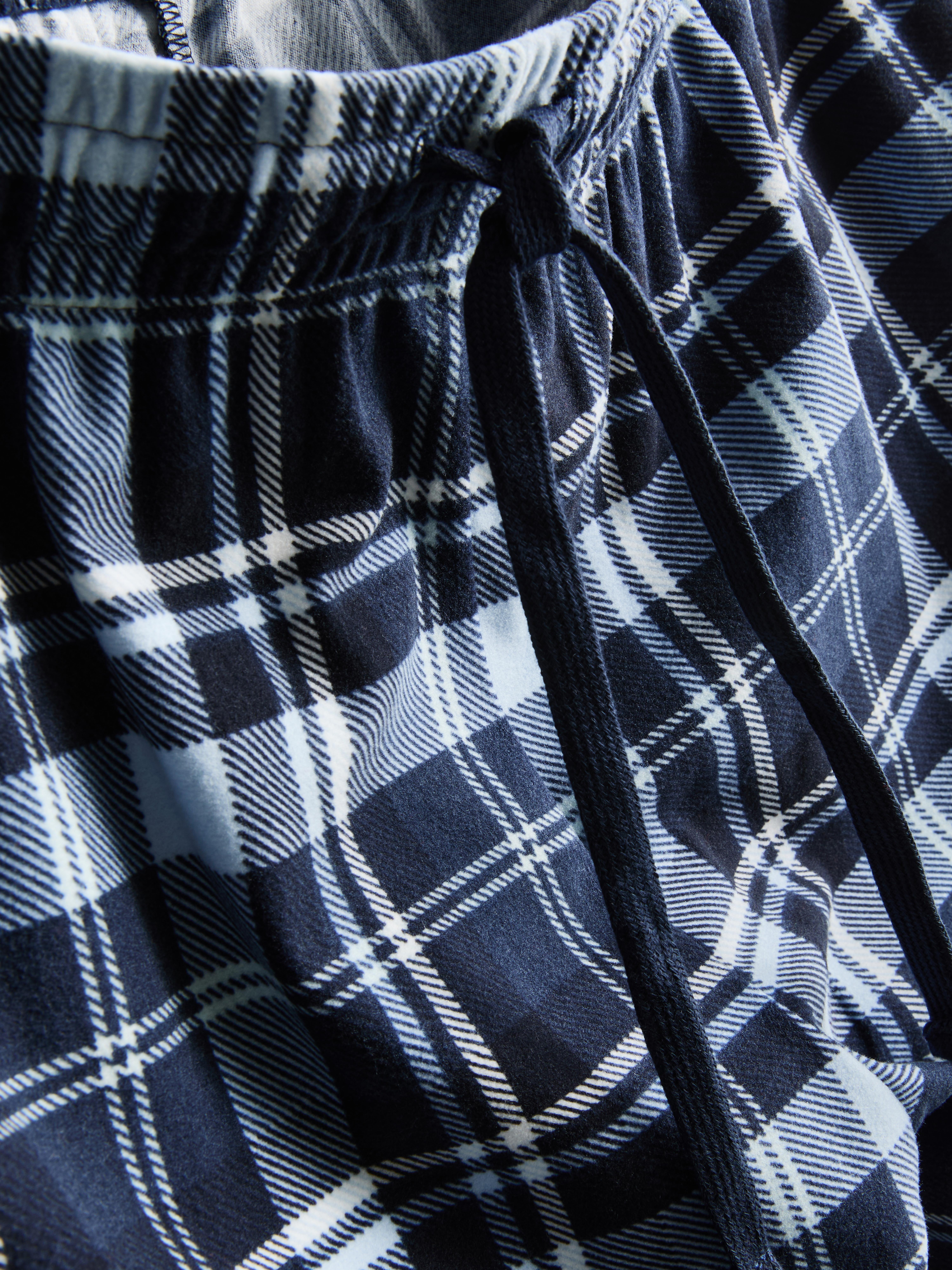 Men's Navy Check Long Pajamas