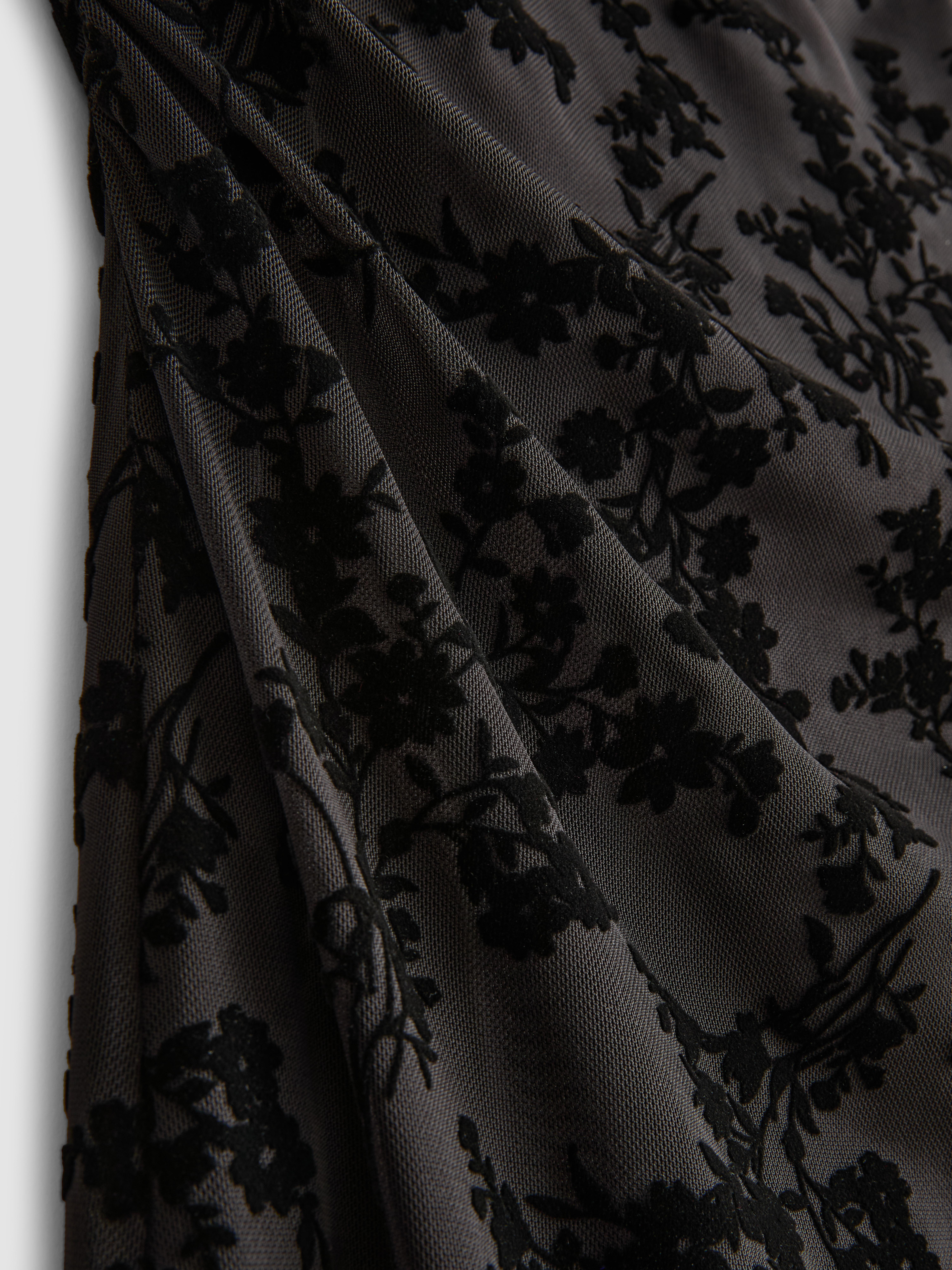 Ruched Long Devore Skirt