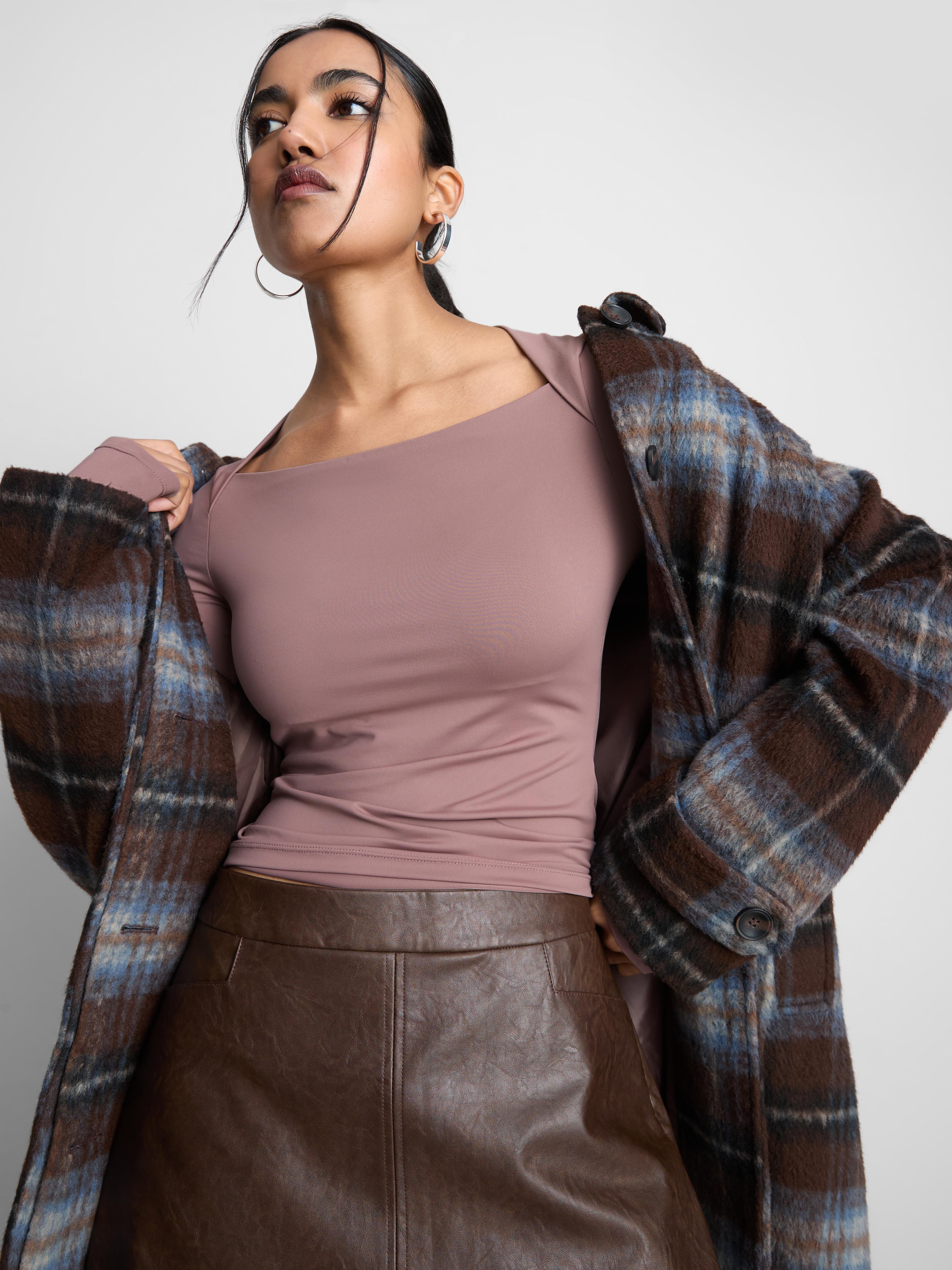 Women's Pink Drape Square-Neck Top