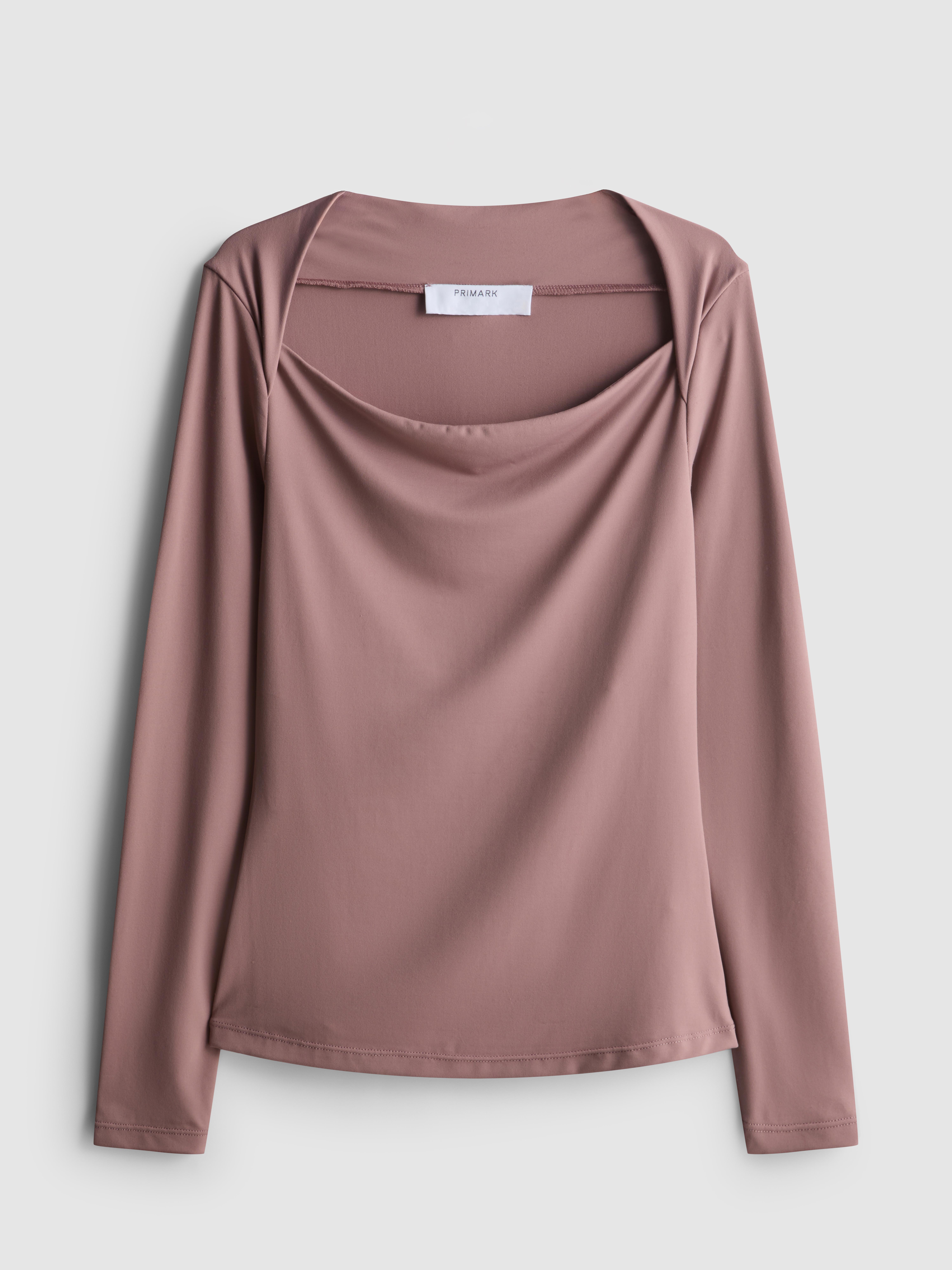 Women's Pink Drape Square-Neck Top