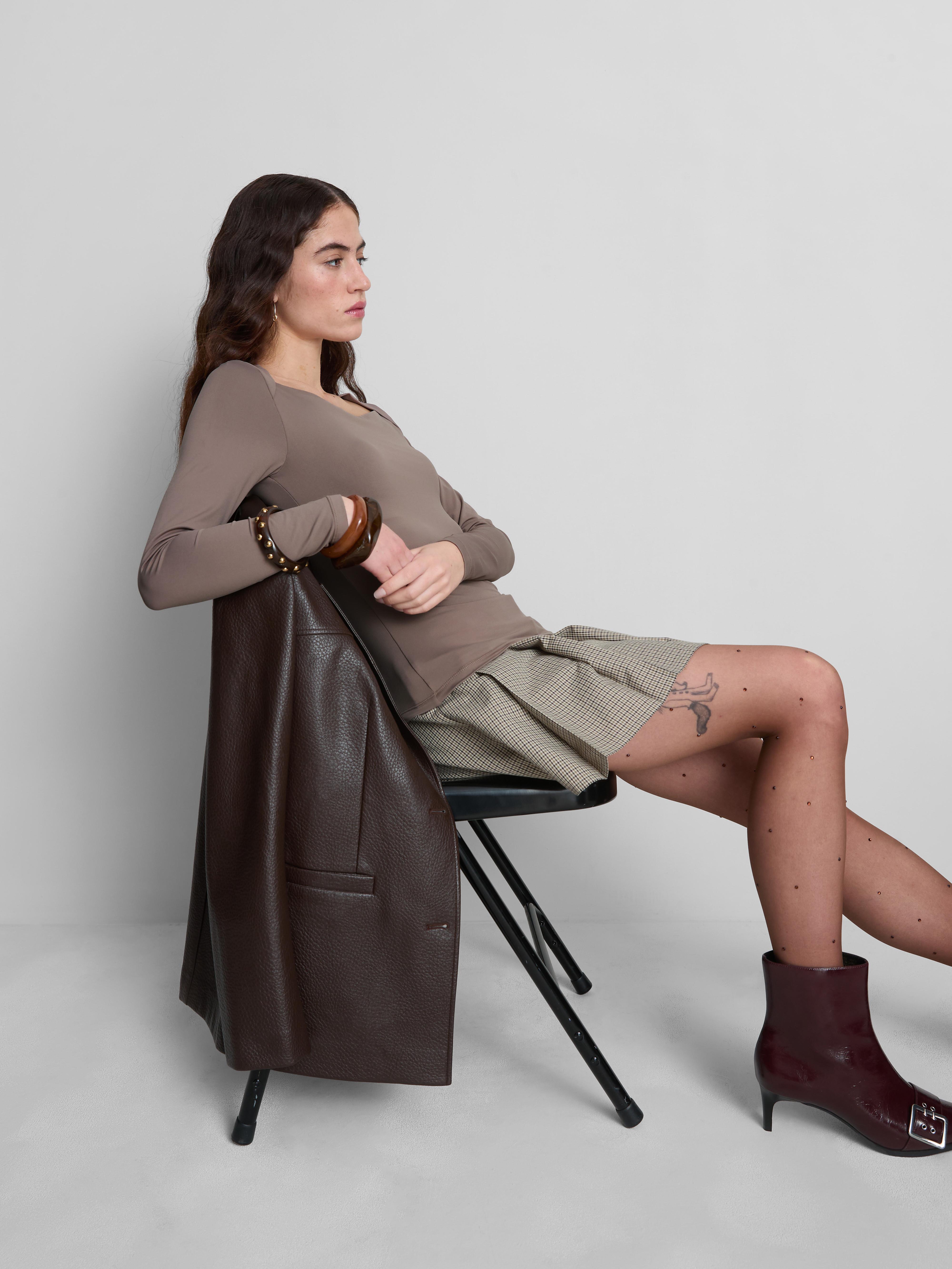 Women's Taupe Drape Square-Neck Top