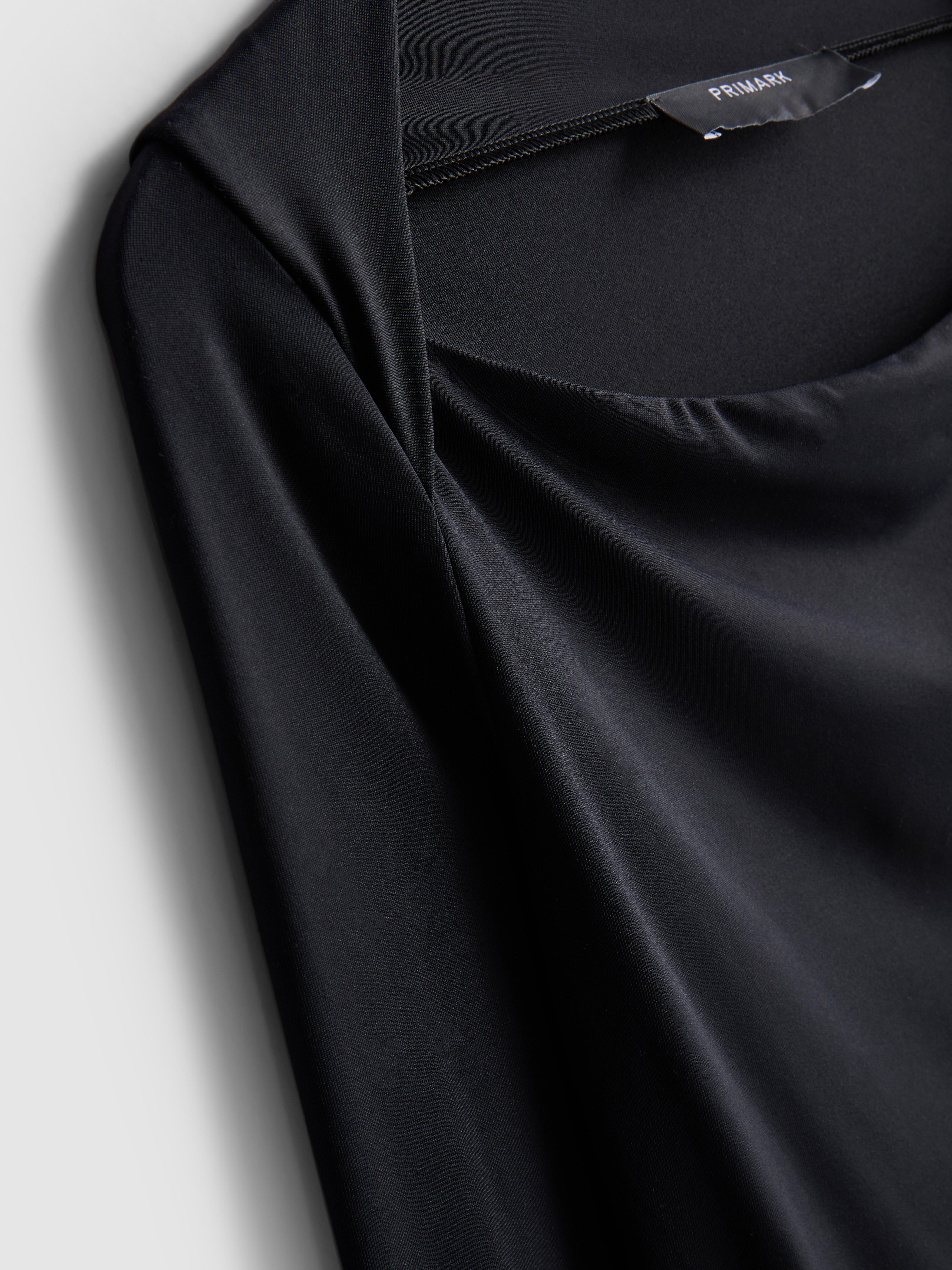 Women's Black Drape Square-Neck Top