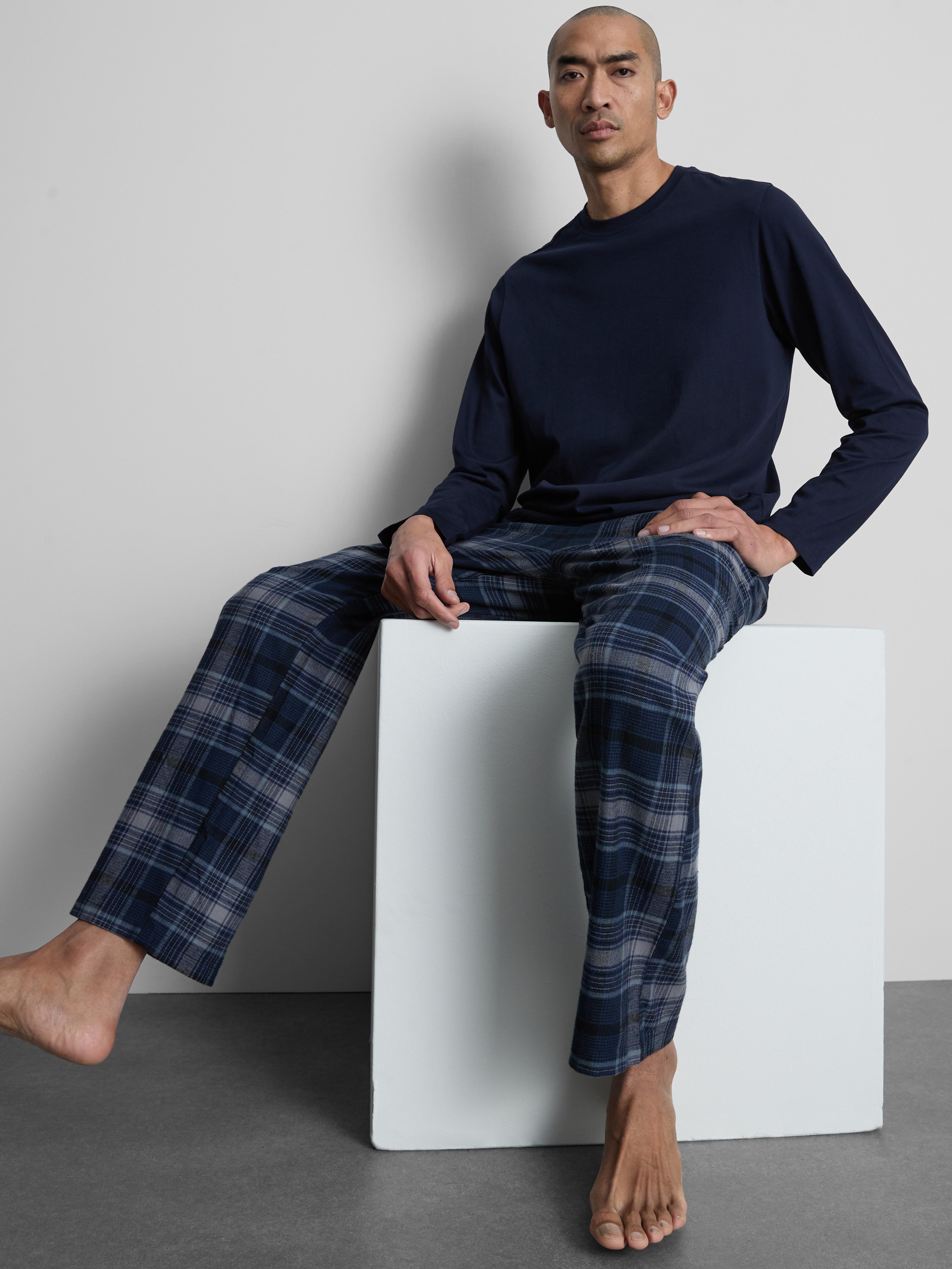 Brushed Cotton Check Long Pyjamas