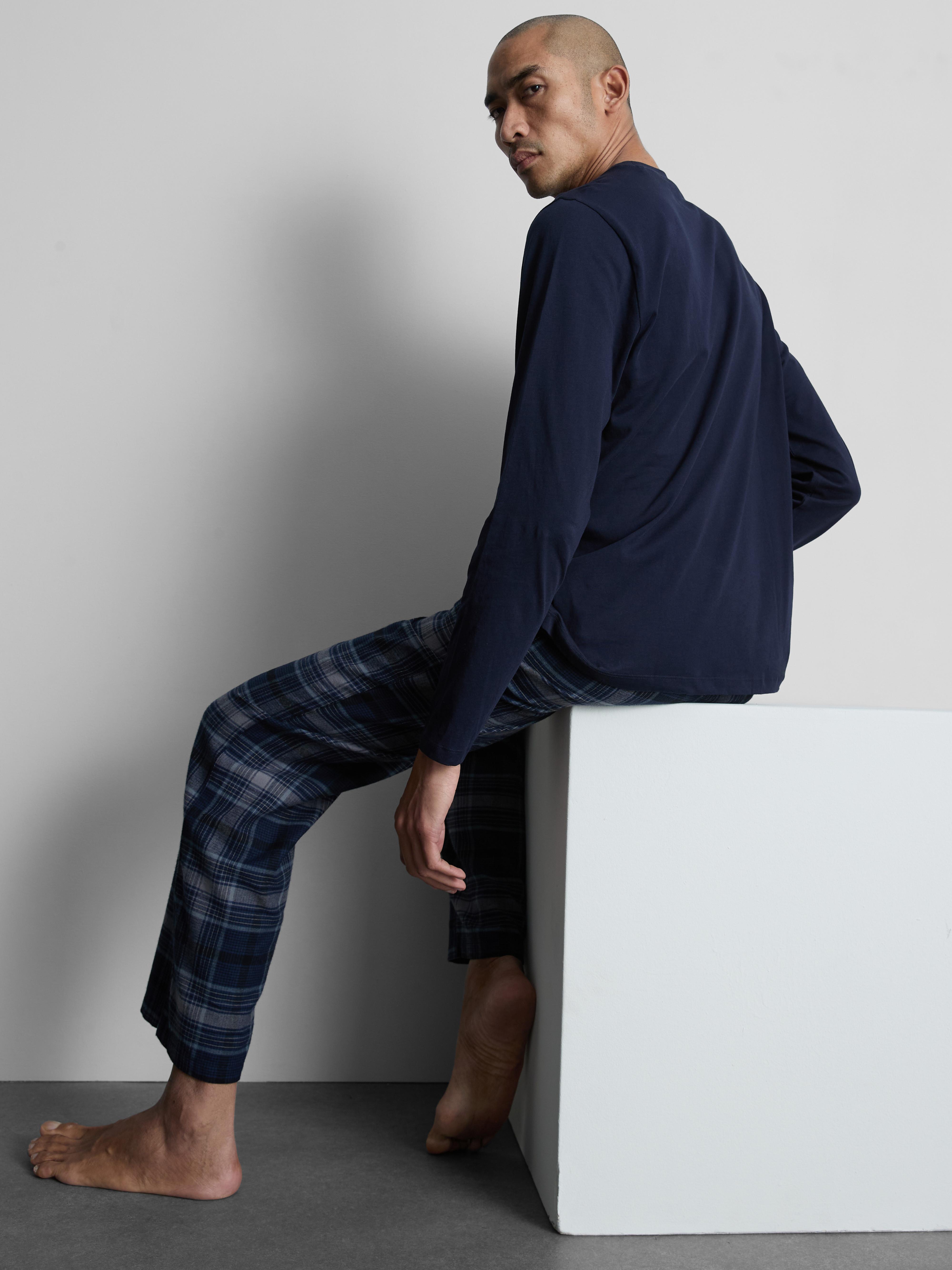 Brushed Cotton Check Long Pyjamas