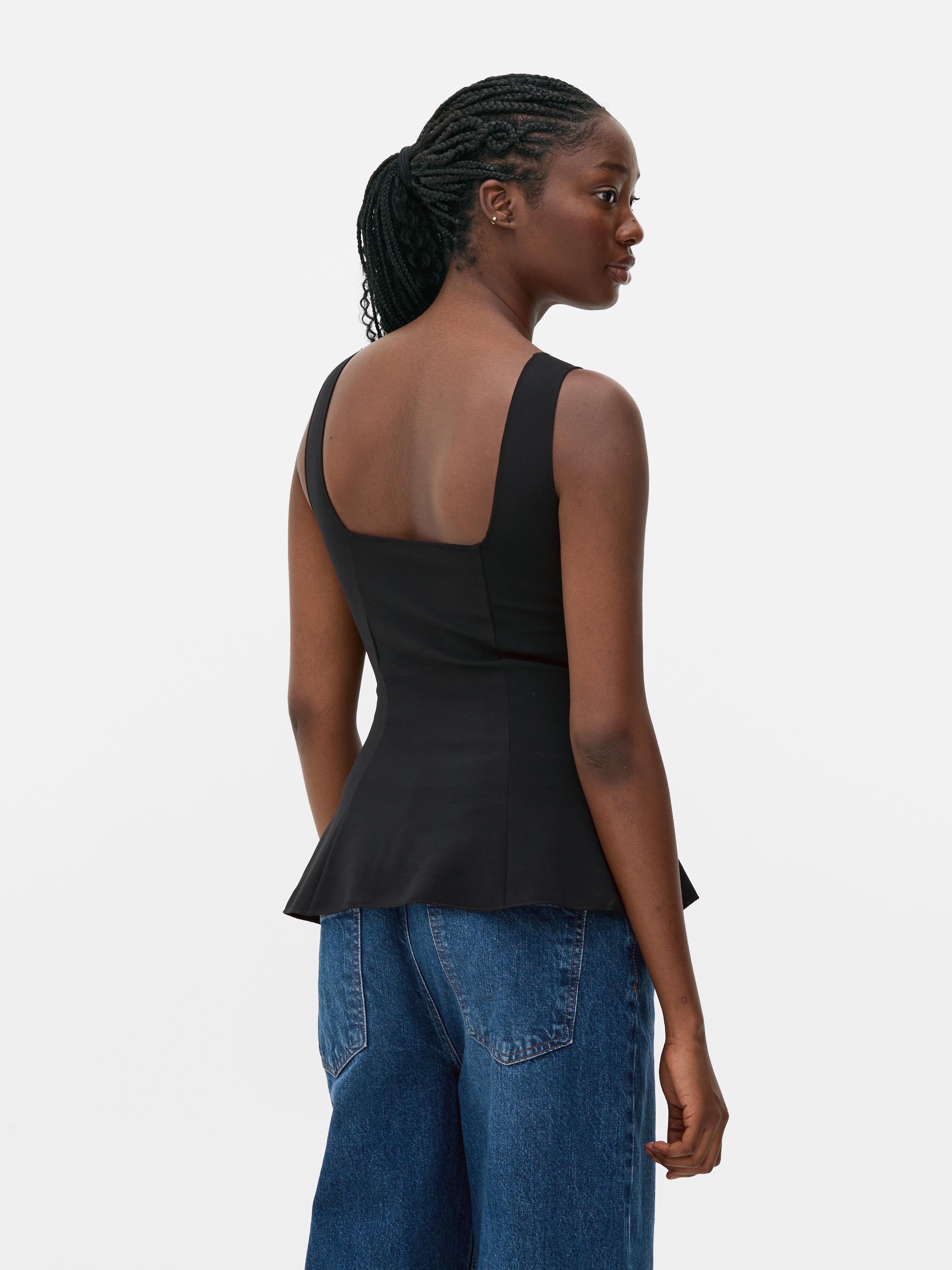 Square Neck Peplum Top