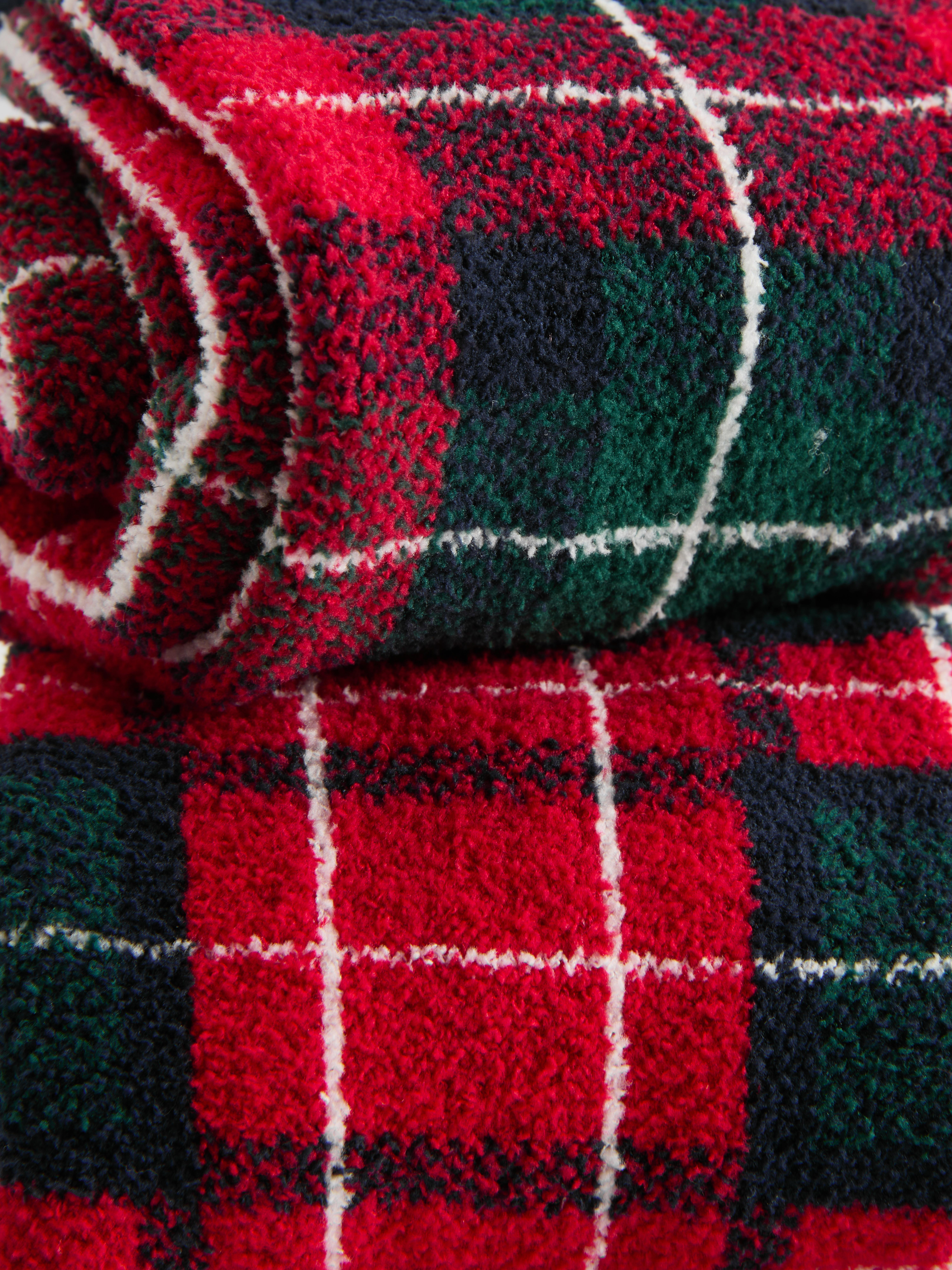 2pk Cosy Check Quarter Crew Socks