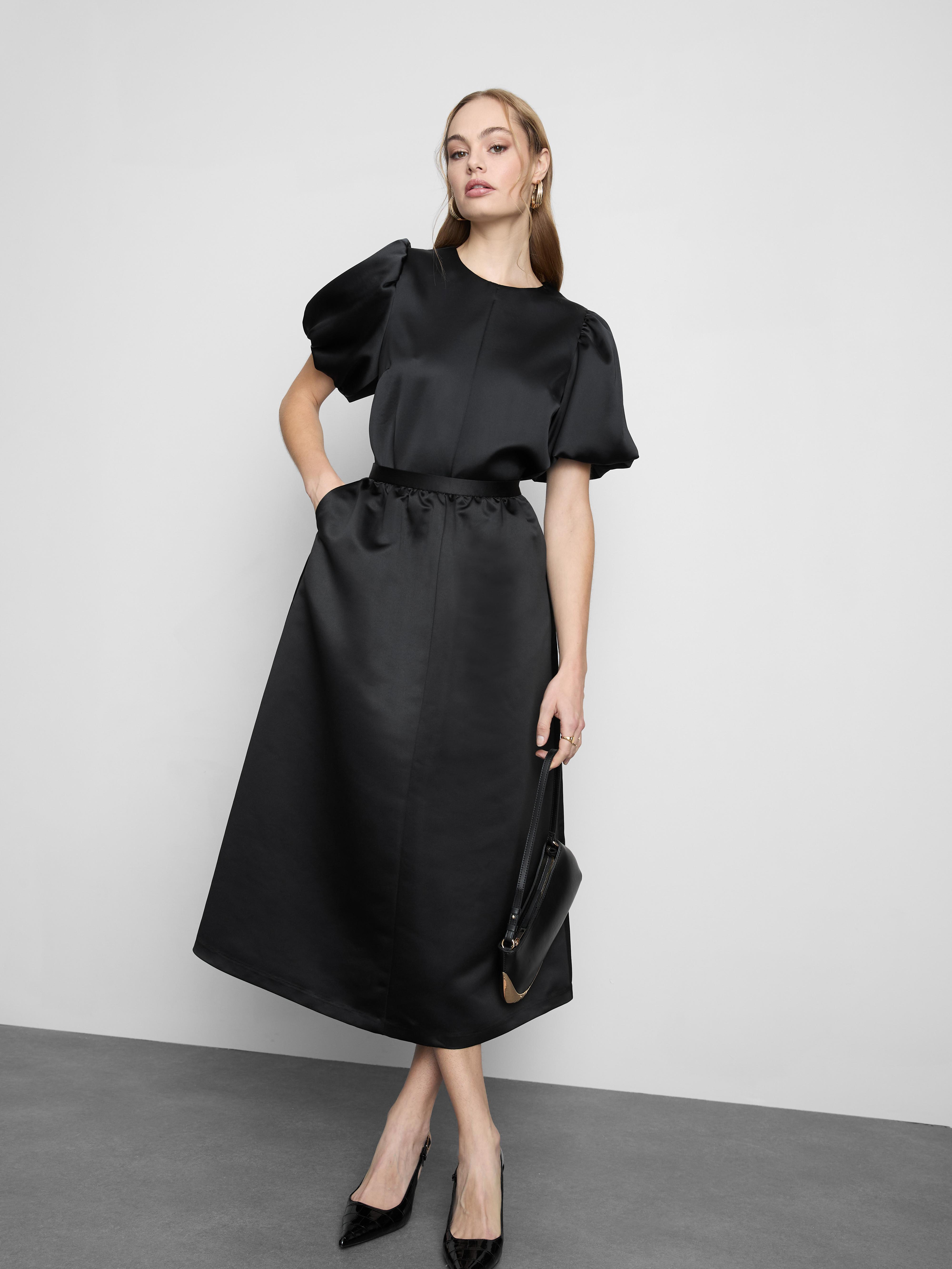 Satin Circle Midi Skirt