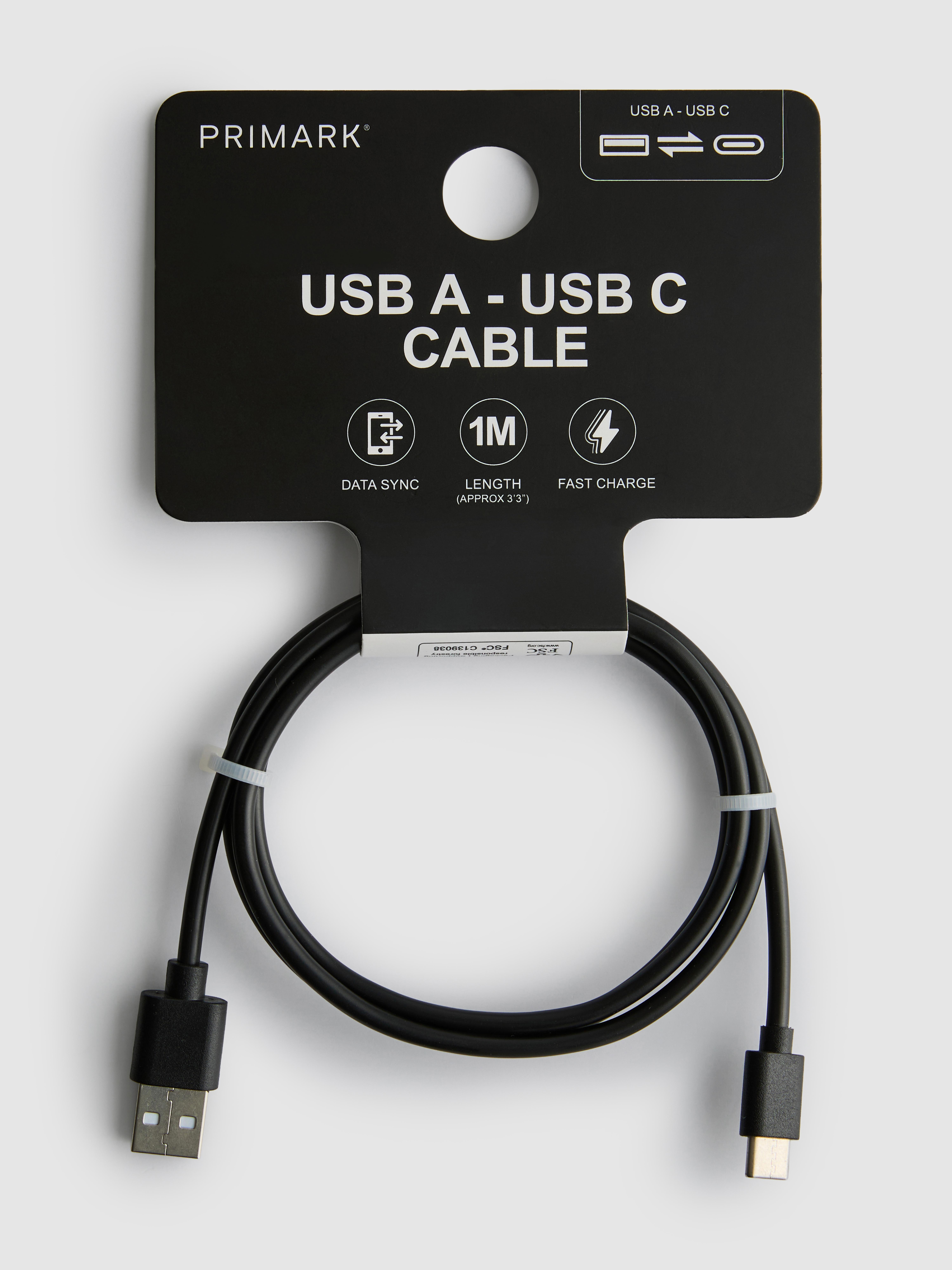 Kabel z końcówkami USB-A i USB-C, 1 m