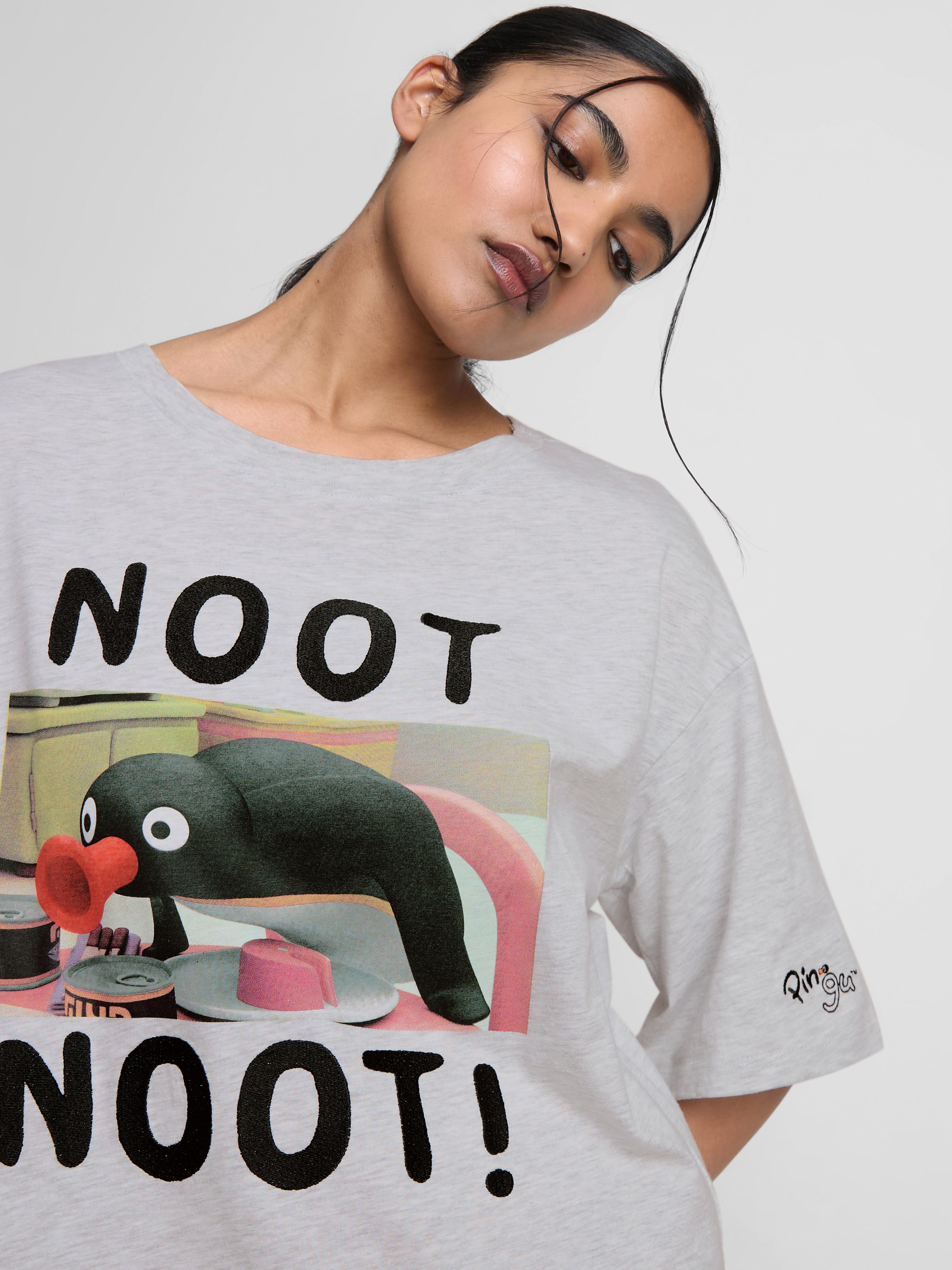 Women's Gray Heather Pingu Cotton Rich Oversized Nightshirt