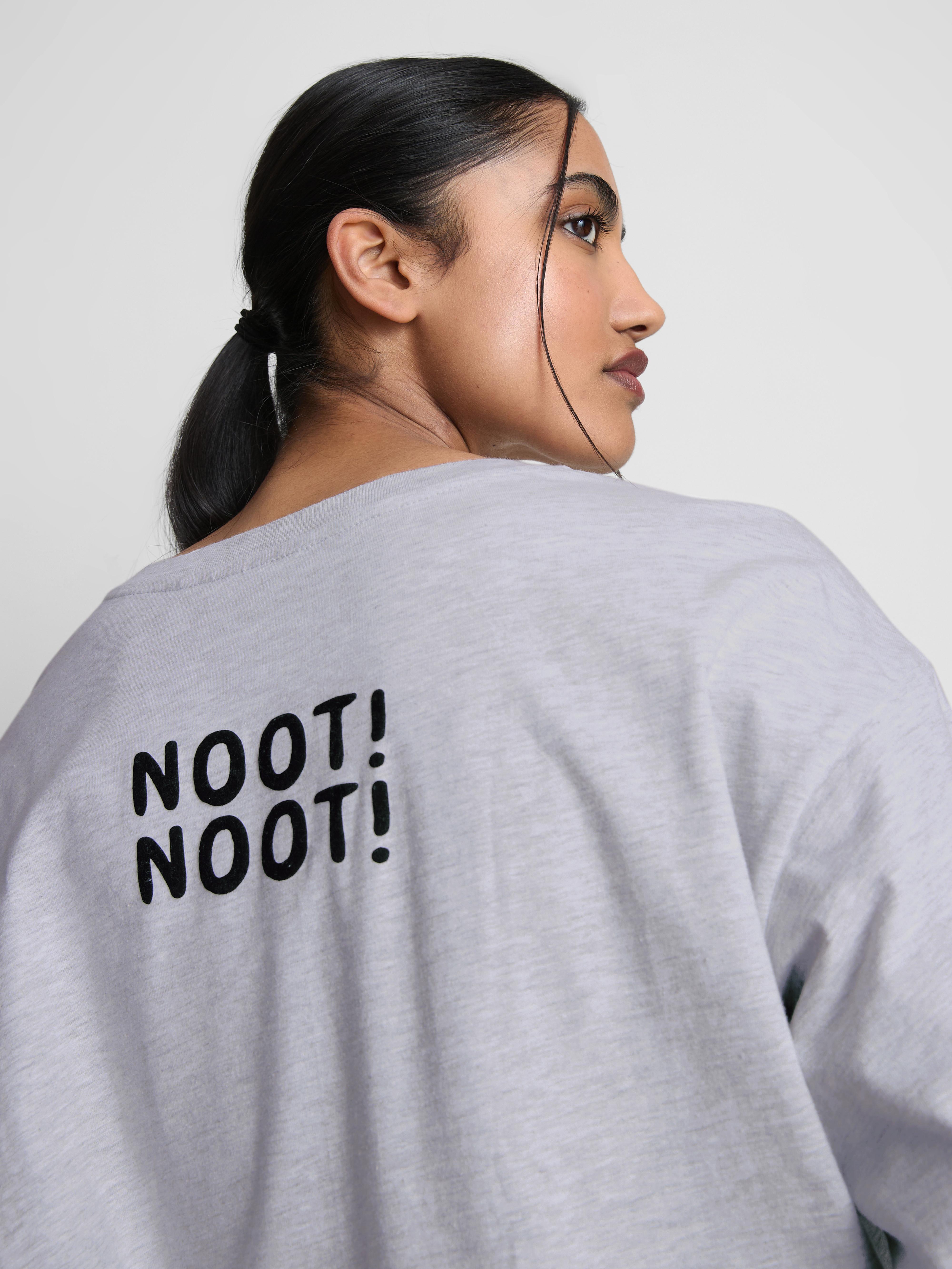 Women's Gray Heather Pingu Cotton Rich Oversized Nightshirt