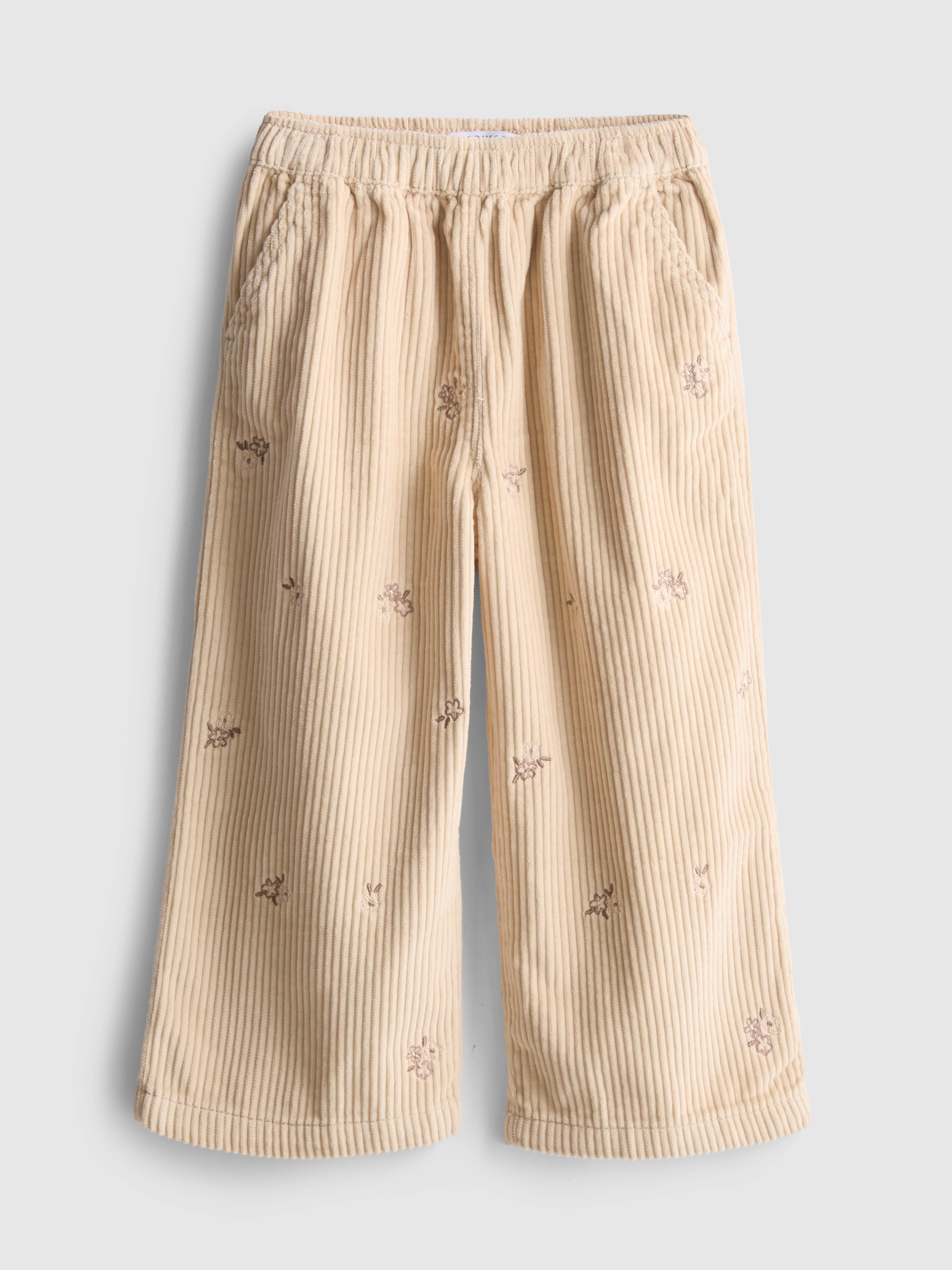 Girls Light Brown 1.5-8yrs | Corduroy Embroidered Pants