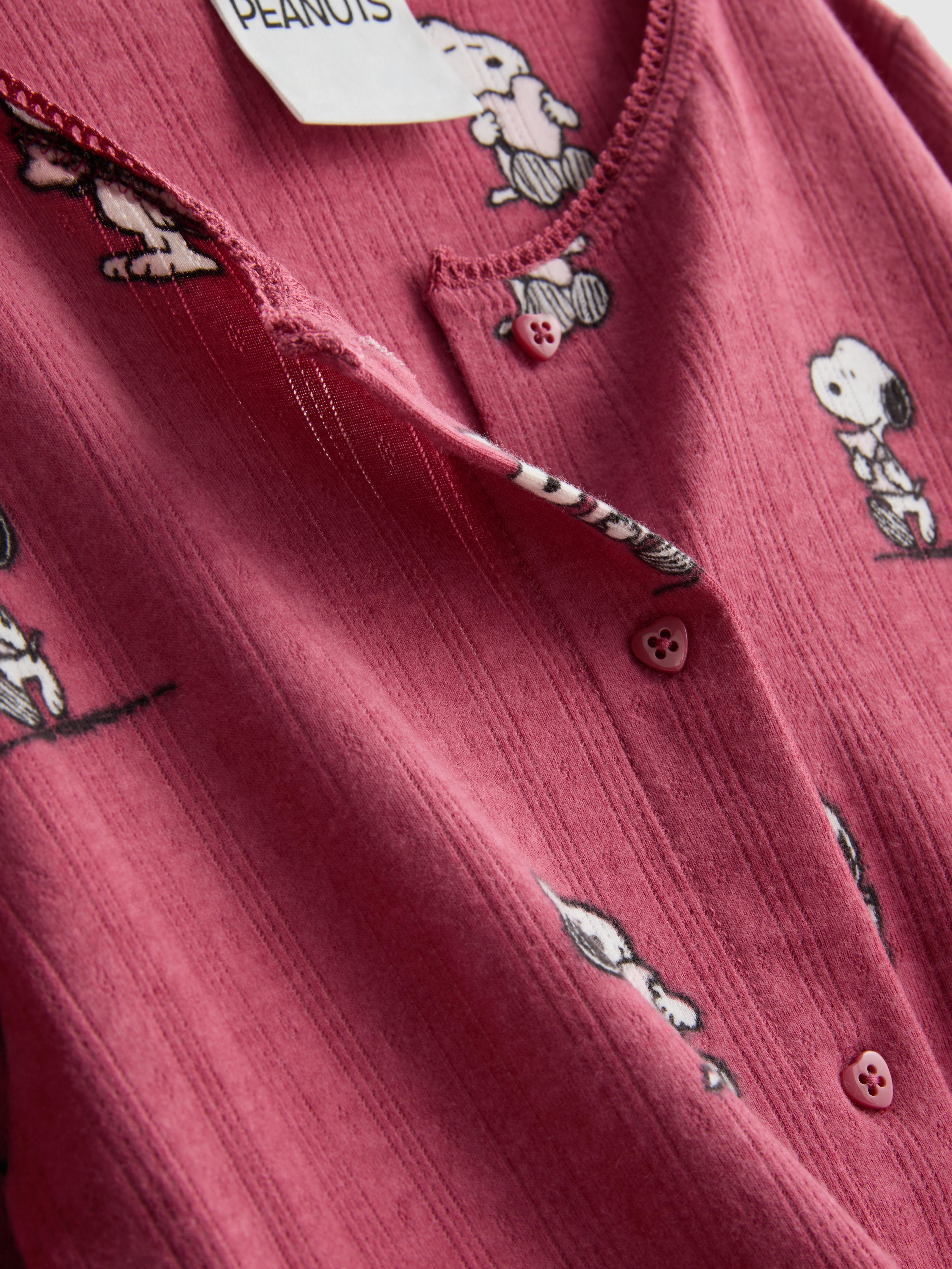 Women's Dark Pink Snoopy Graphic Button Through Pajama Top