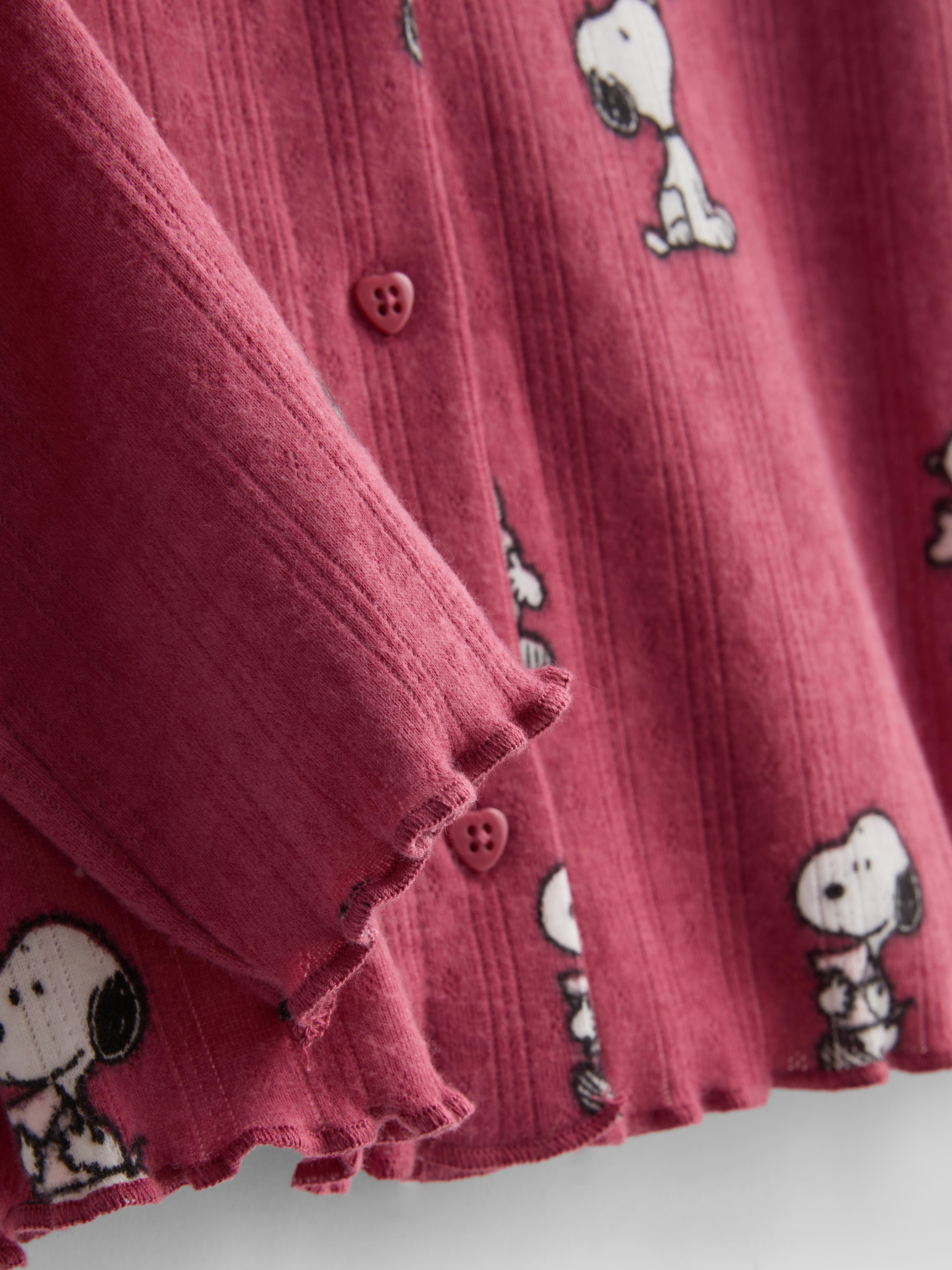 Women's Dark Pink Snoopy Graphic Button Through Pajama Top