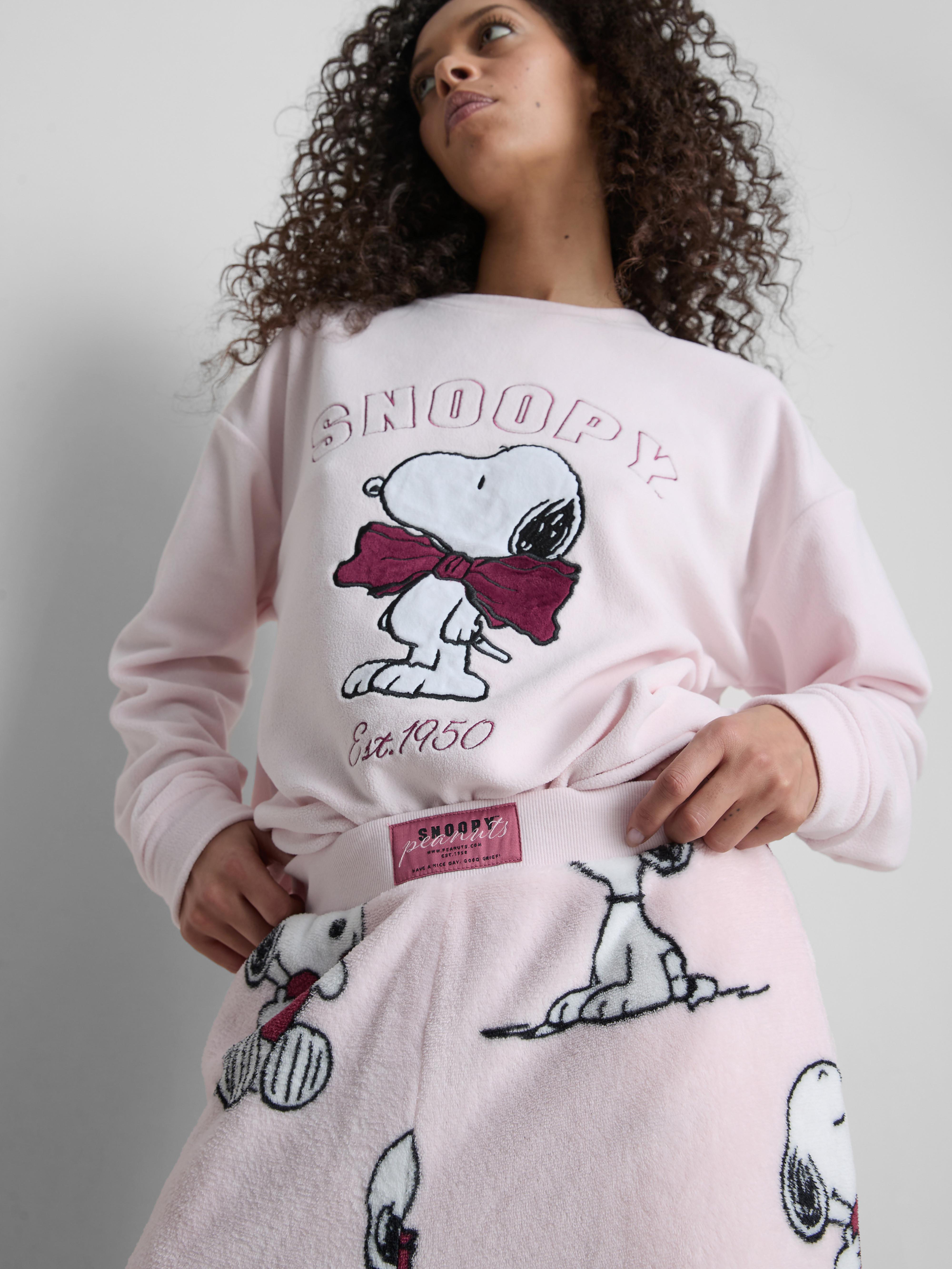 Women's Pink Snoopy Plush Pajama Bottoms