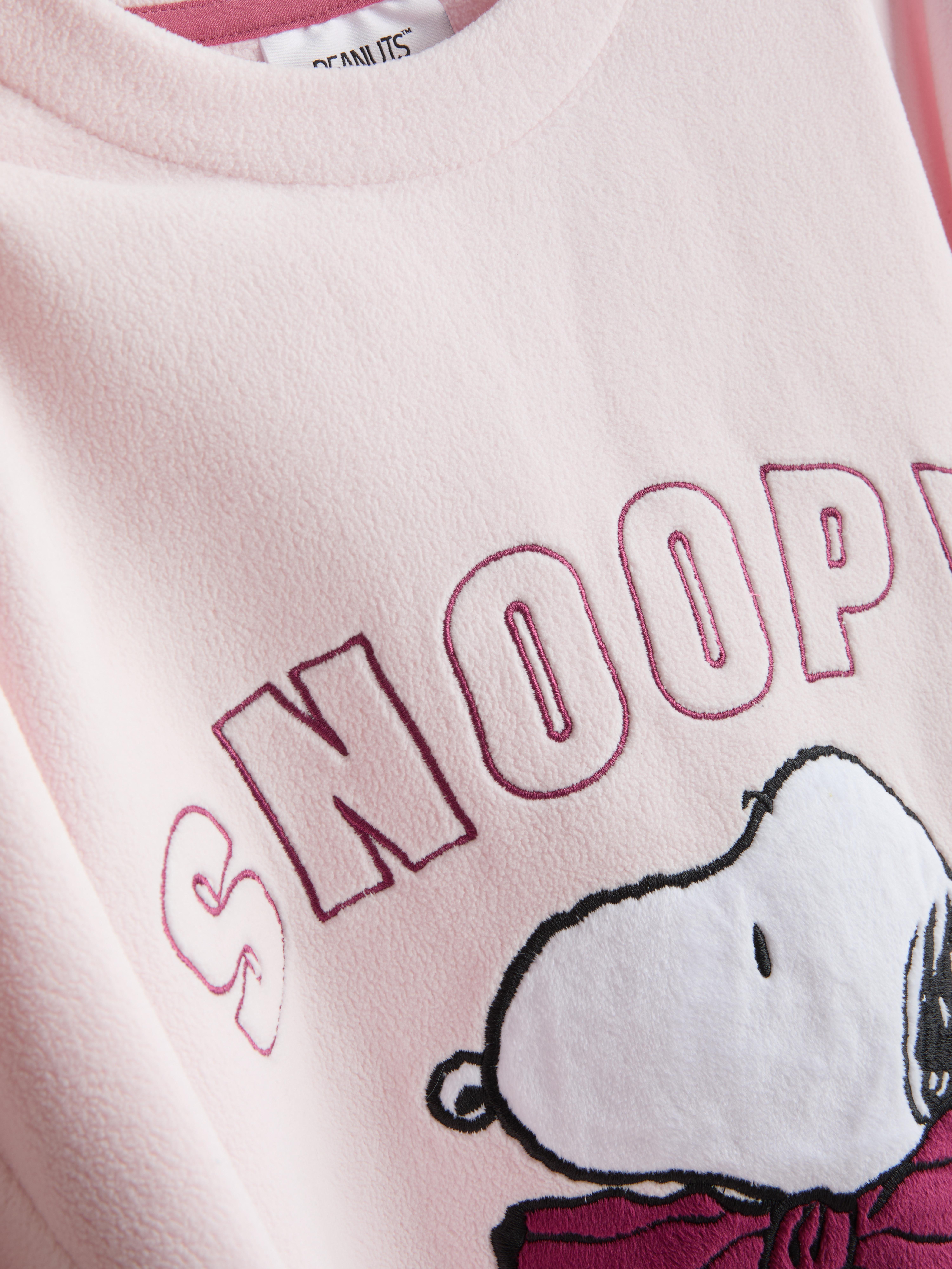 Women's Pink Snoopy Plush Crew Neck Pajama Top