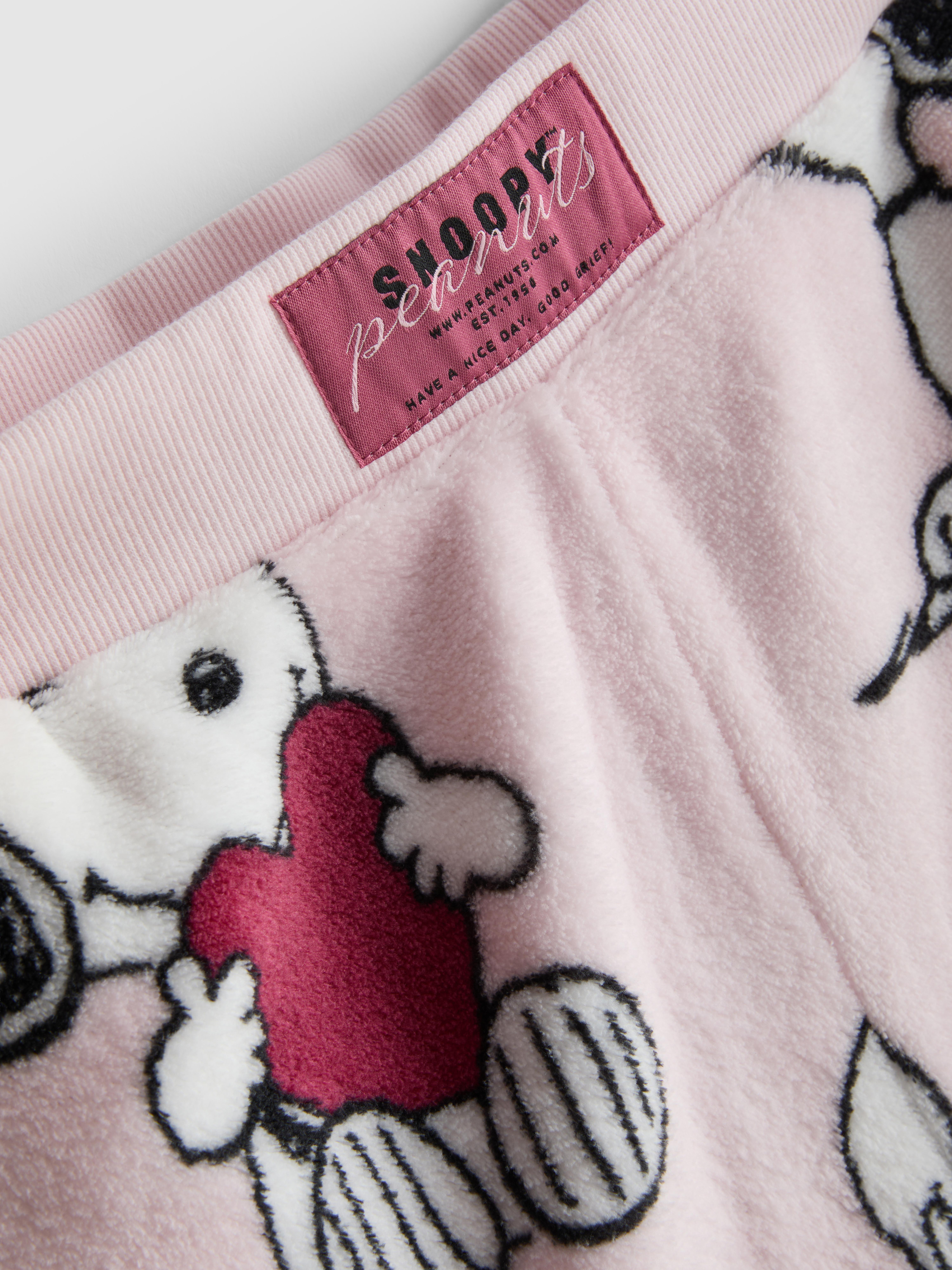 Women's Pink Snoopy Plush Crew Neck Pajama Top