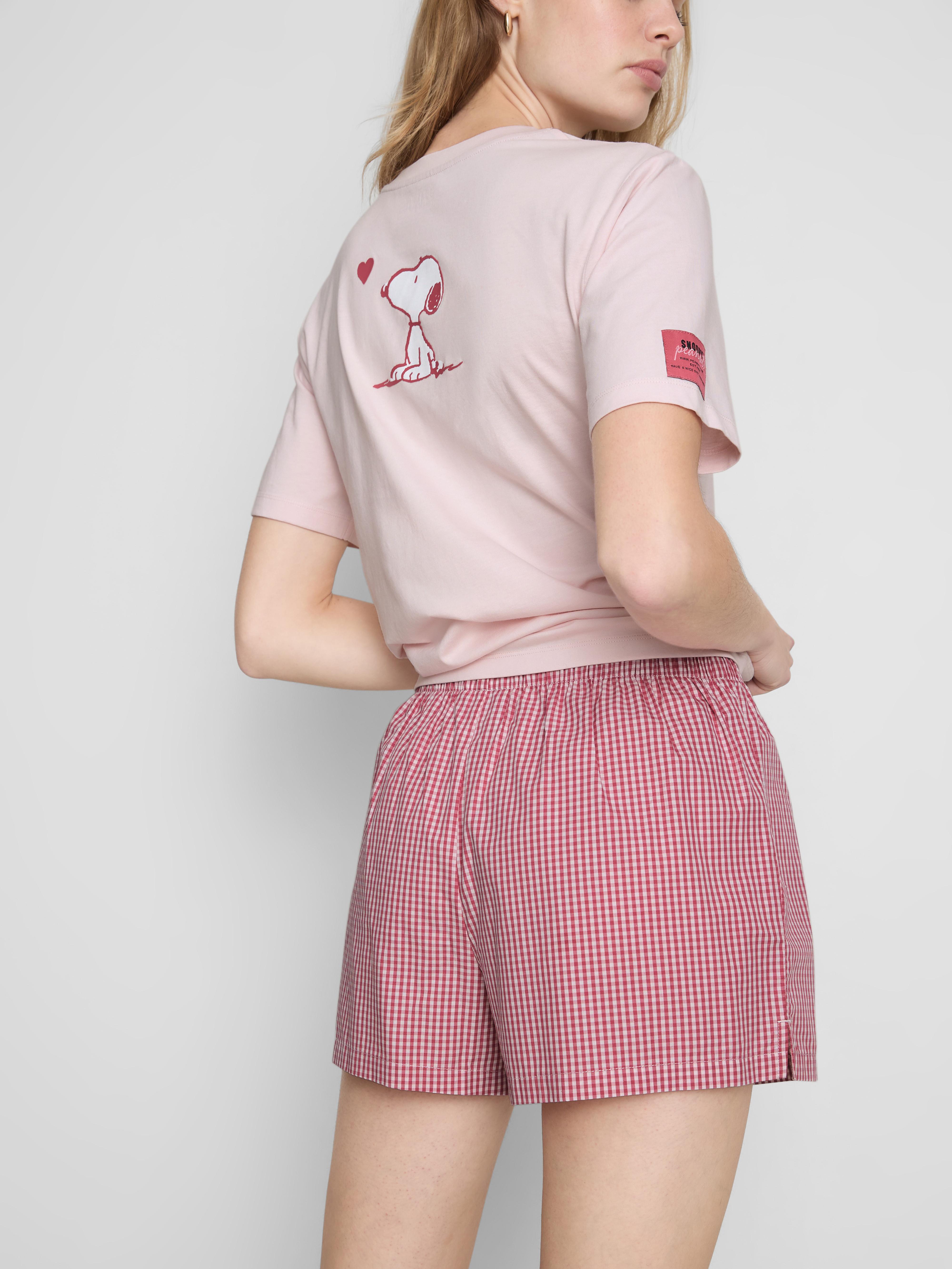 Women's Pink Snoopy Cotton Shorty Pajamas